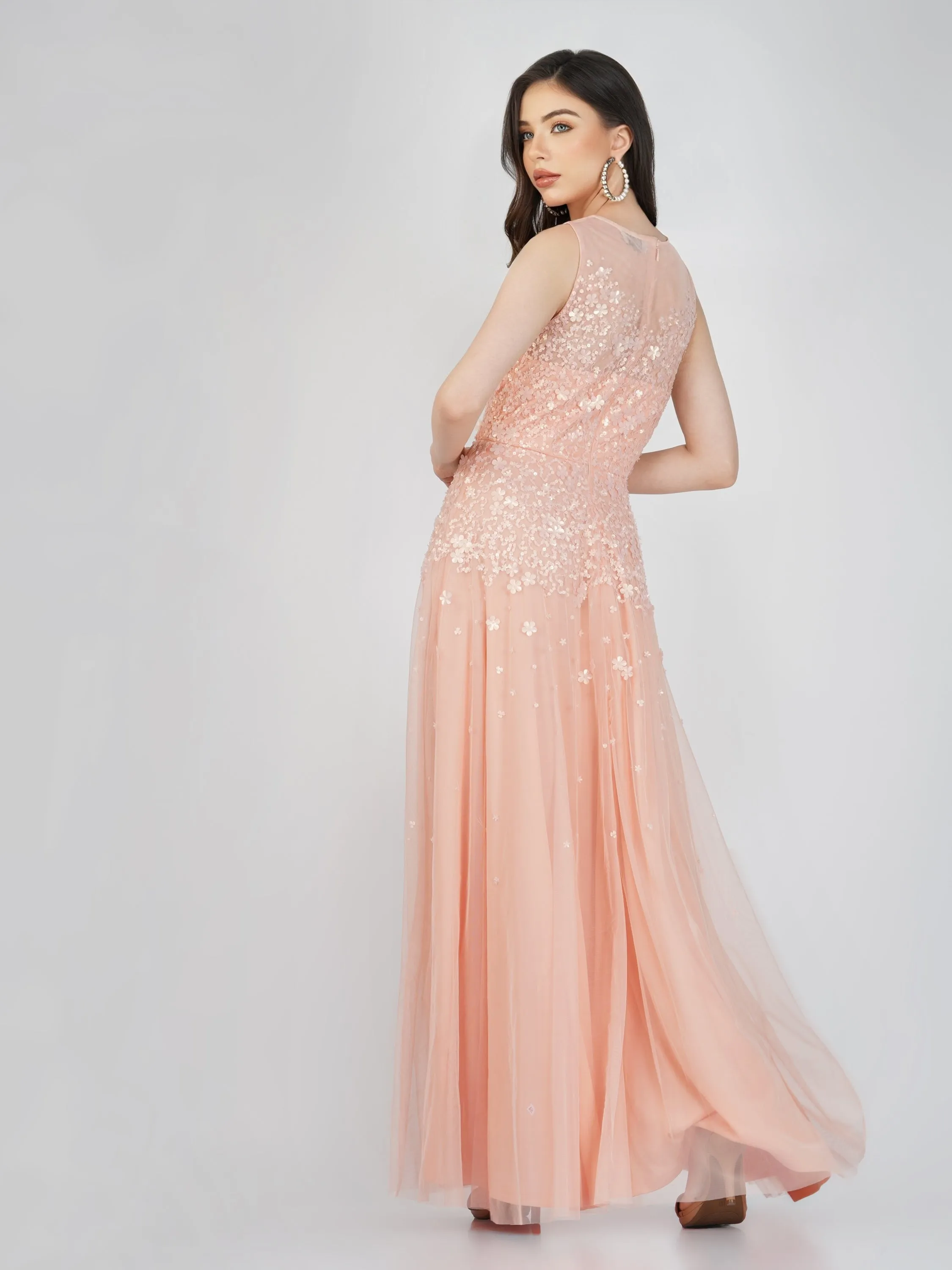 Lilith Floral Embellished Maxi Dress in Blush Pink sold by Lace & Beads product image thumbnail 2