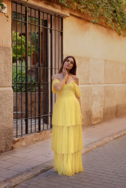 Sydney Maxi Dress in Yellow sold by Lace & Beads