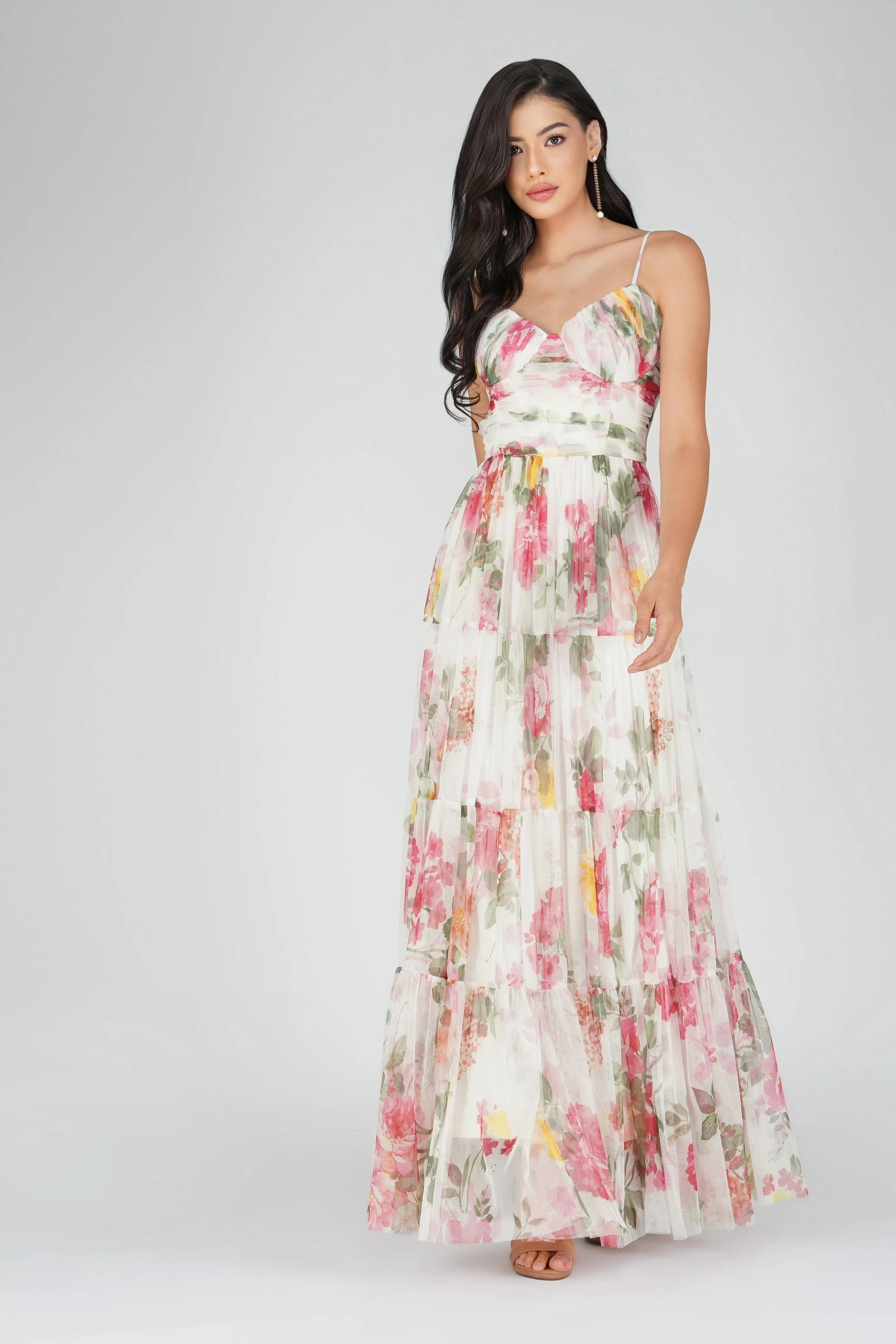 Thea Tulle Floral Maxi Dress sold by Lace & Beads