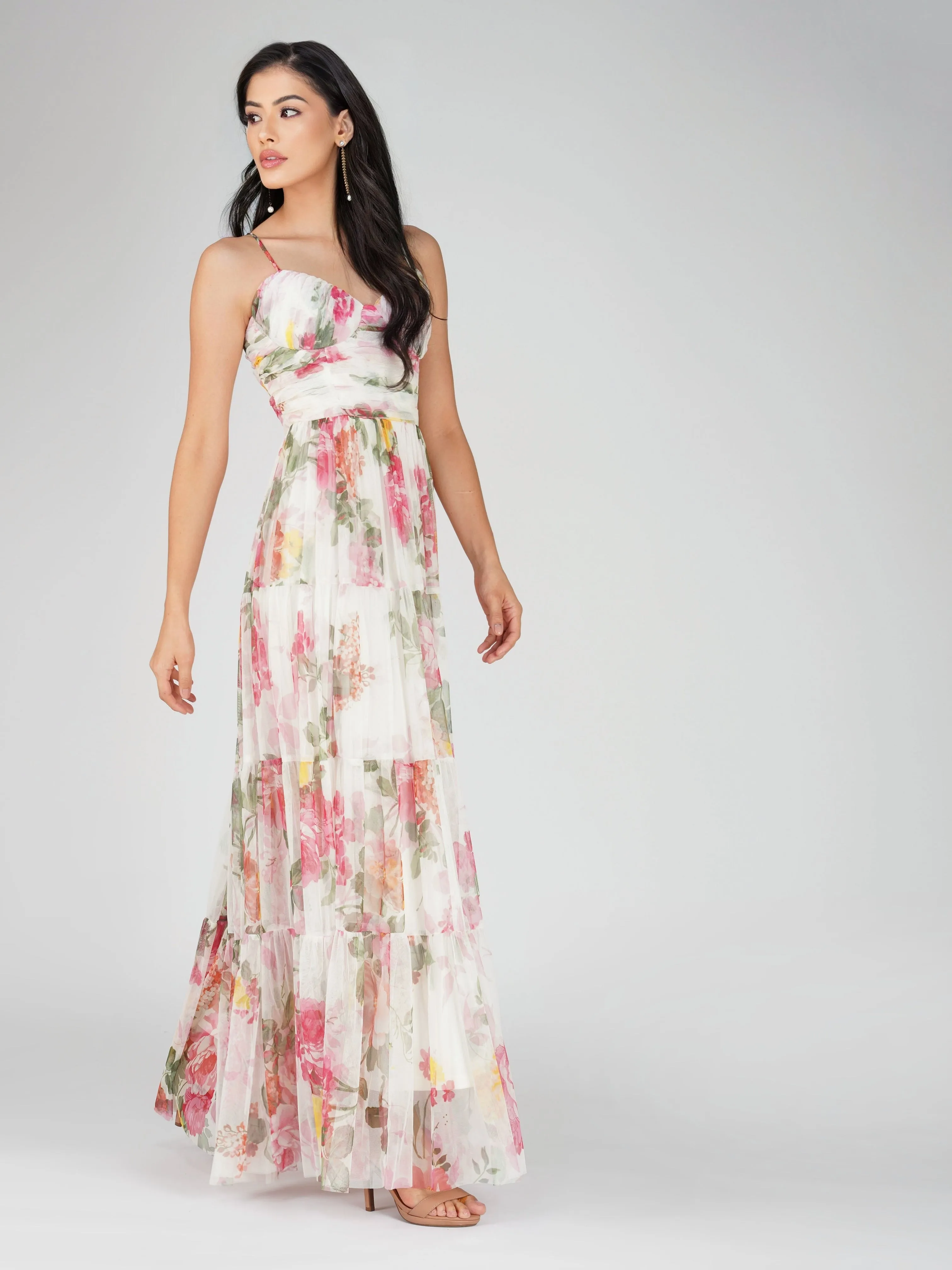 Thea Tulle Floral Maxi Dress sold by Lace & Beads product image thumbnail 5