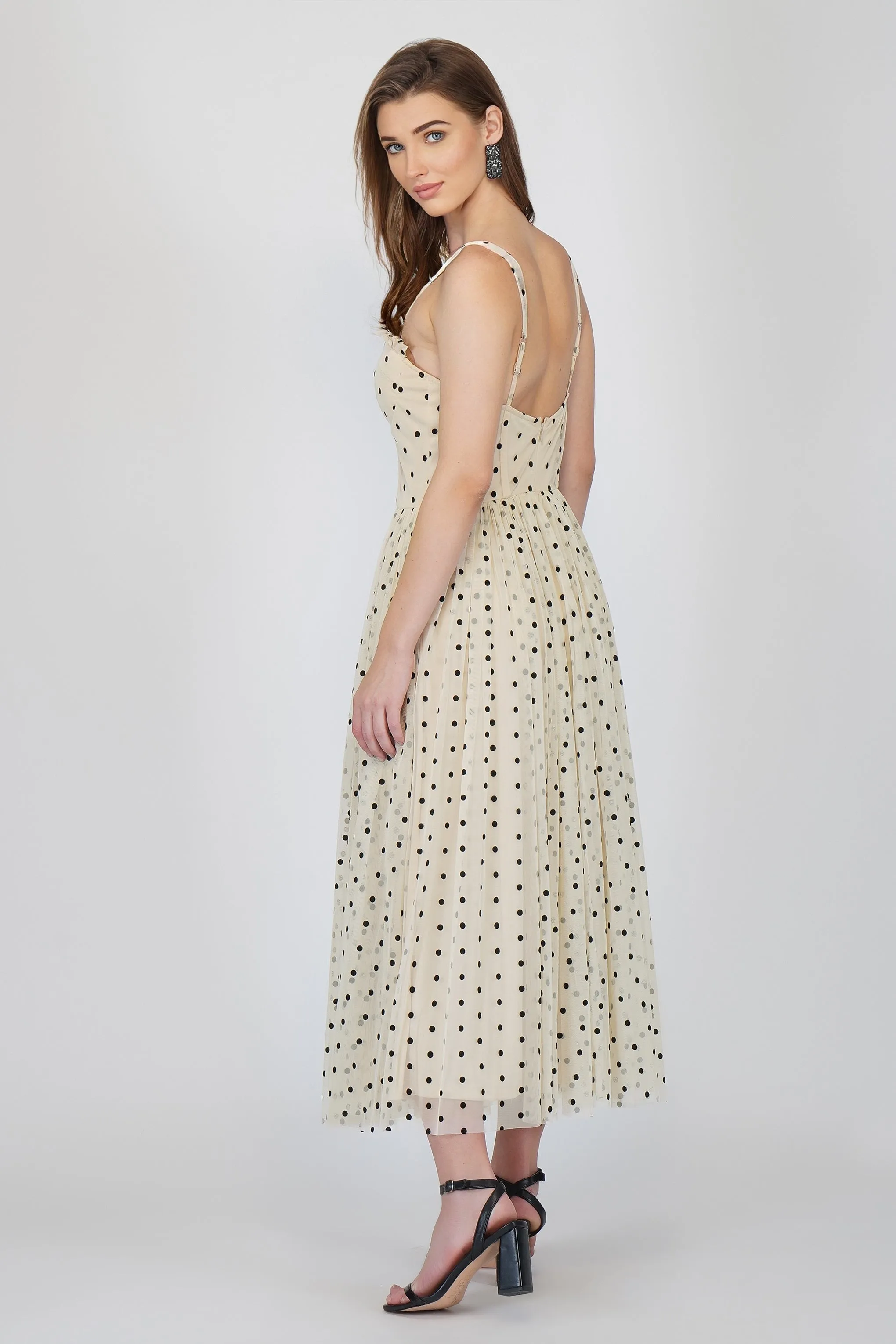 Dane Polka Dot Corset Tulle Midi Dress sold by Lace & Beads product image thumbnail 2