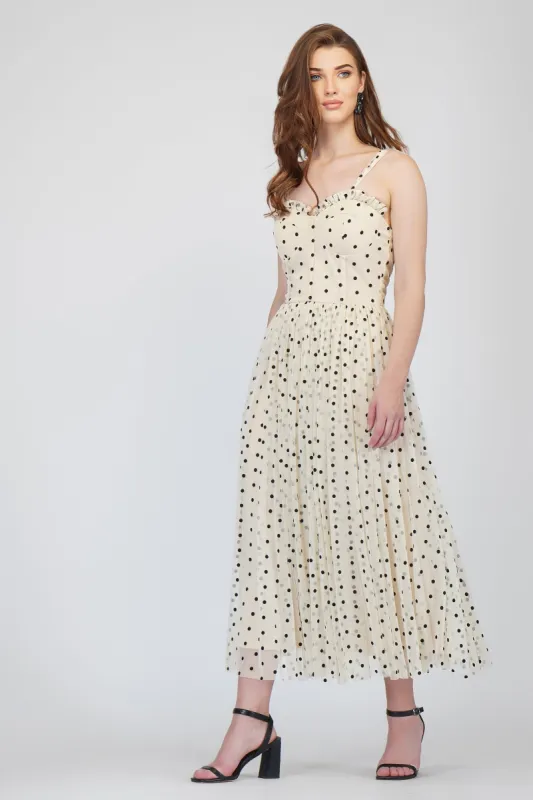Dane Polka Dot Corset Midi Dress sold by Lace & Beads