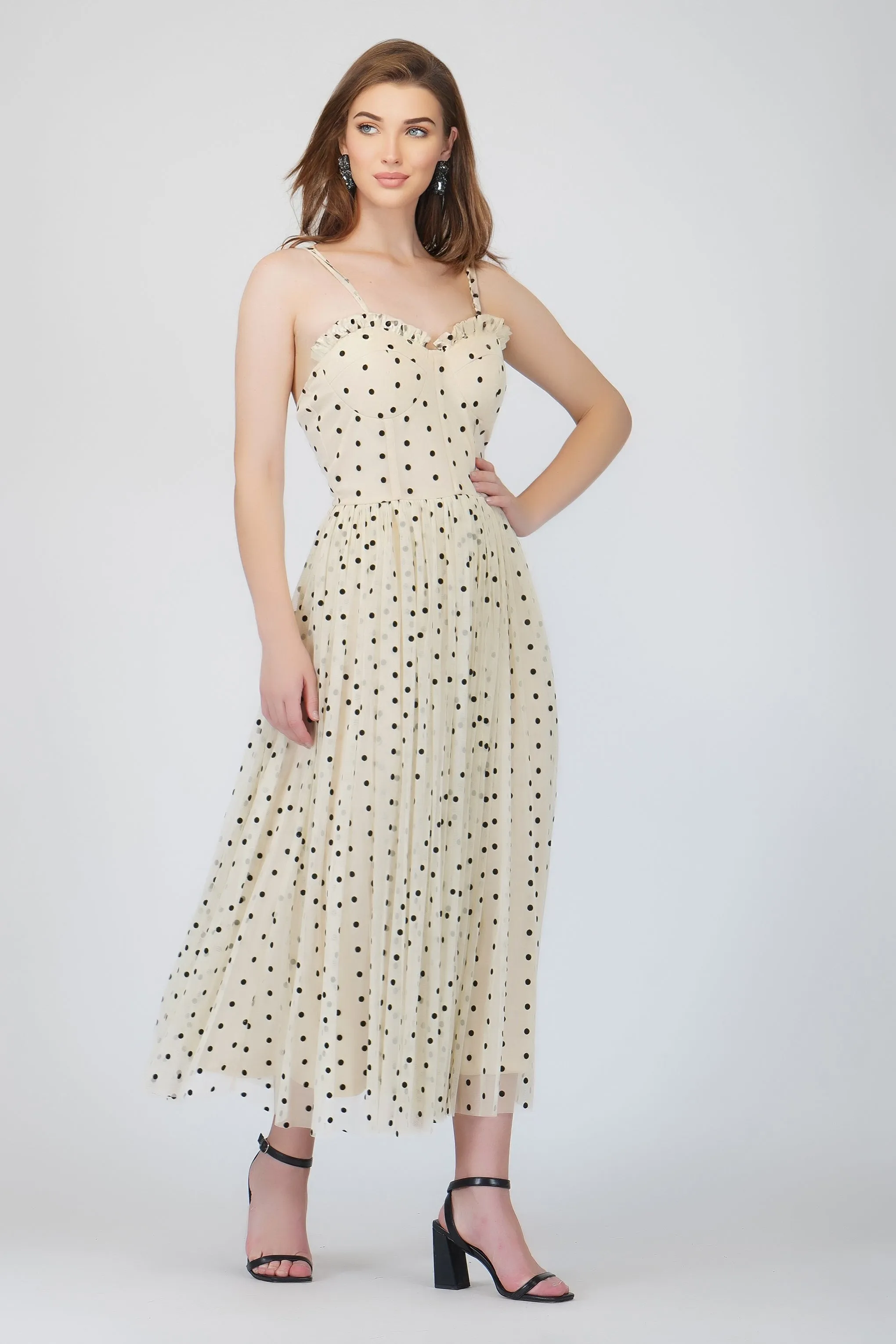 Dane Polka Dot Corset Tulle Midi Dress sold by Lace & Beads product image thumbnail 3