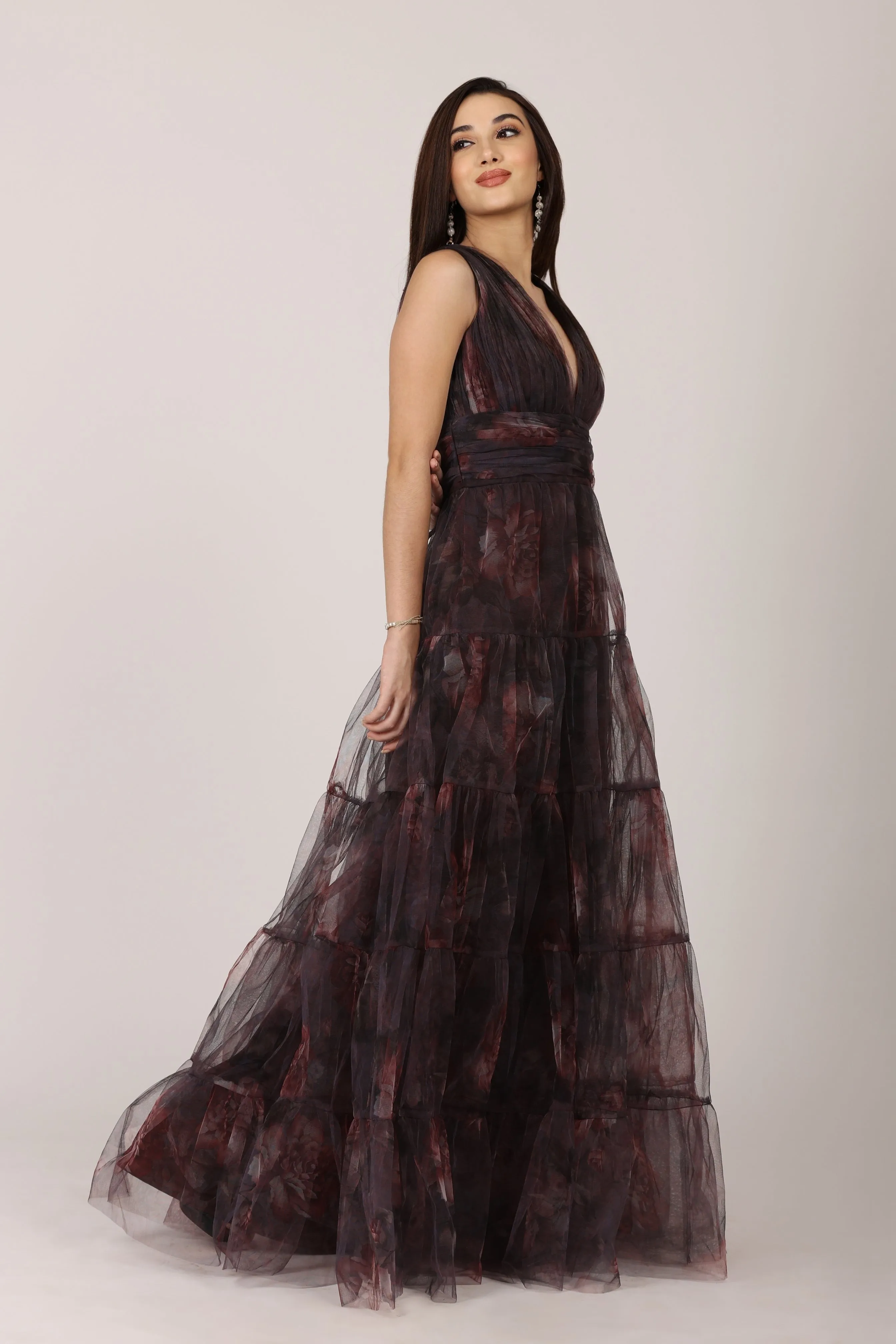 Candace Maxi Dress in Plum Floral sold by Lace & Beads