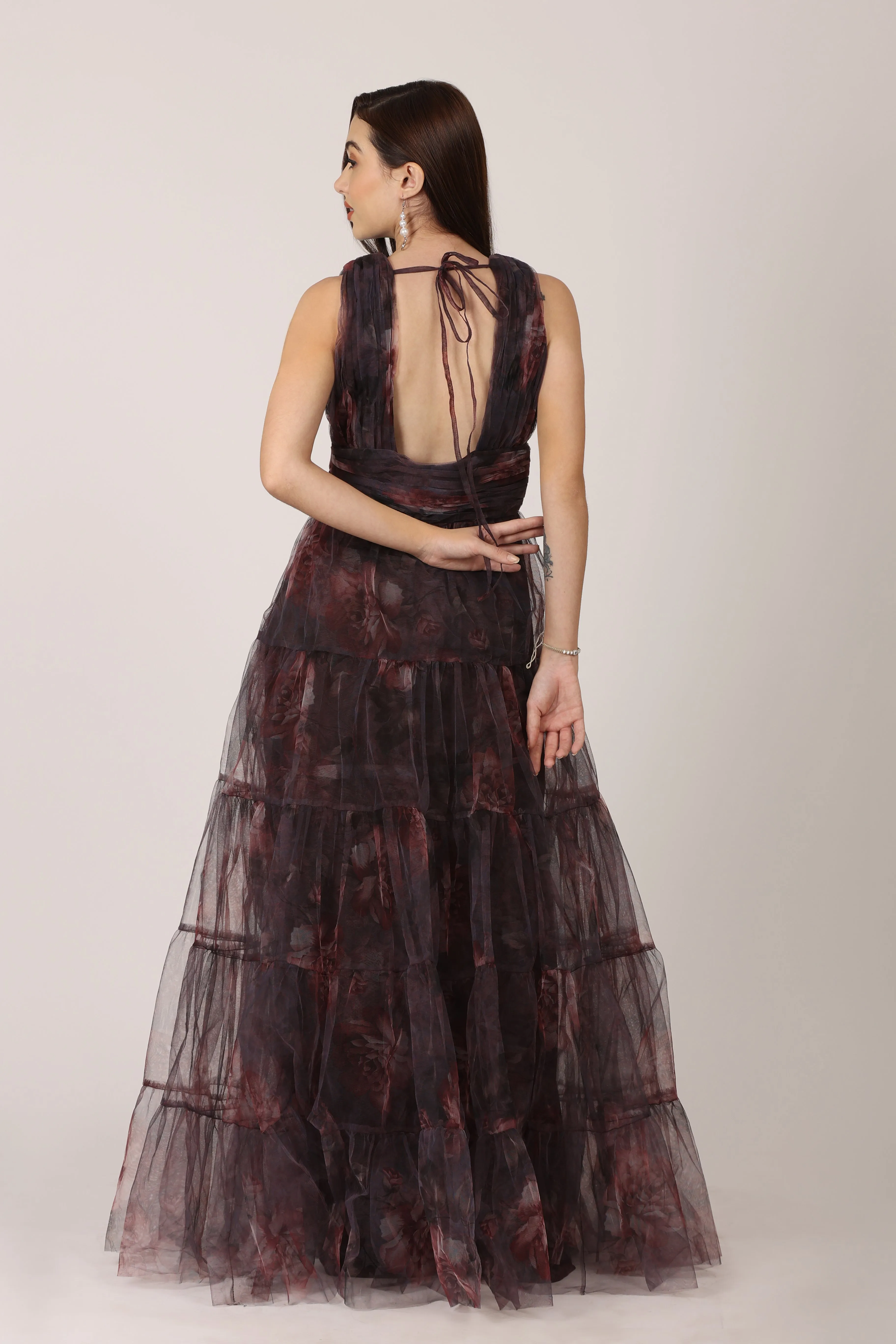 Candace Maxi Dress in Plum Floral sold by Lace & Beads product image thumbnail 3