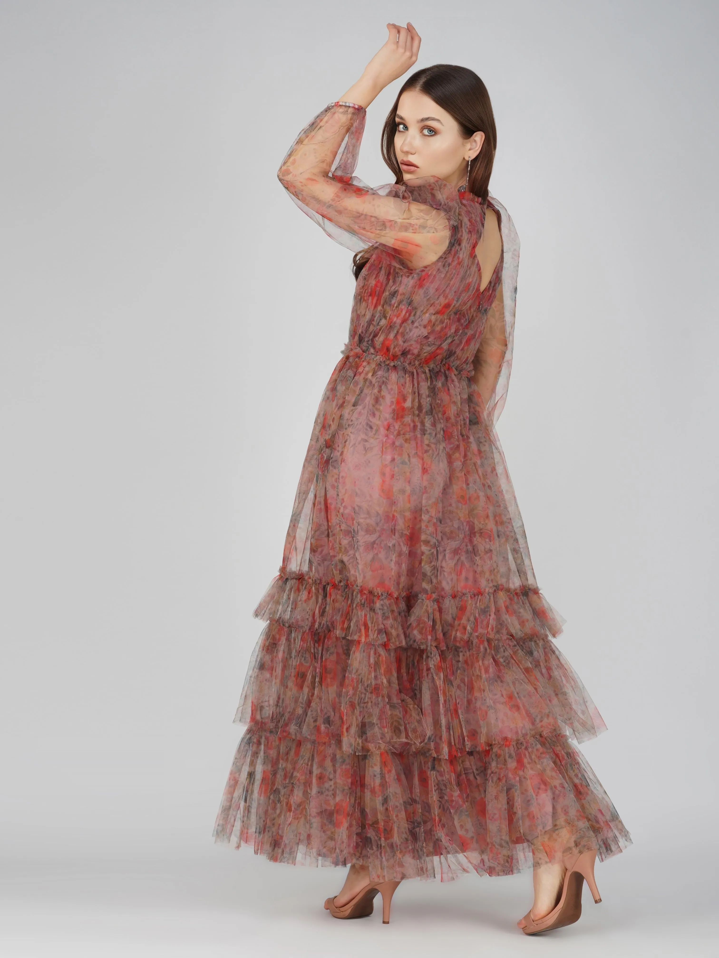 Carina Long Sleeve Floral Maxi Dress in Dusty Rose sold by Lace & Beads product image thumbnail 3