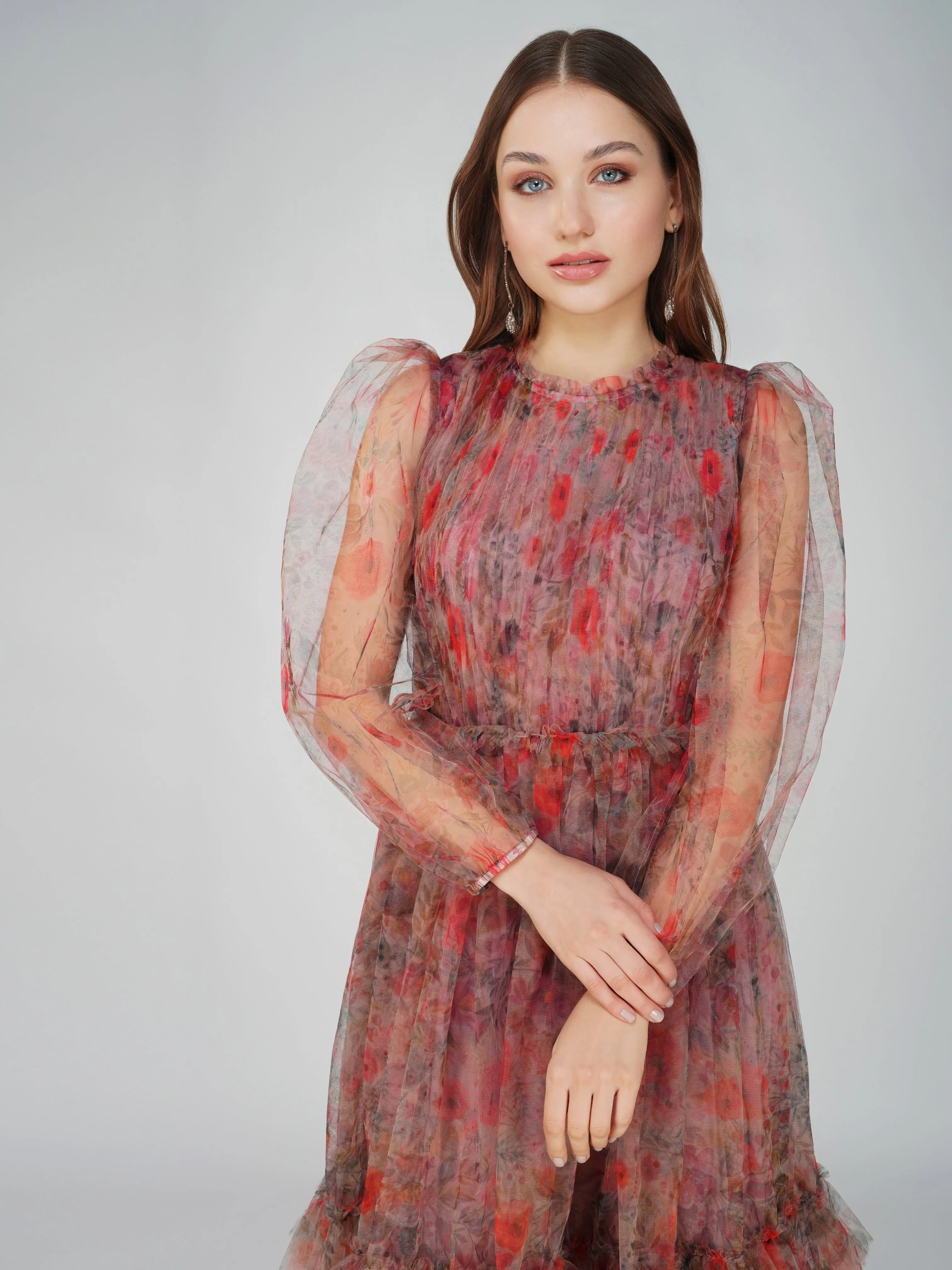 Carina Long Sleeve Floral Maxi Dress in Dusty Rose sold by Lace & Beads product image thumbnail 2