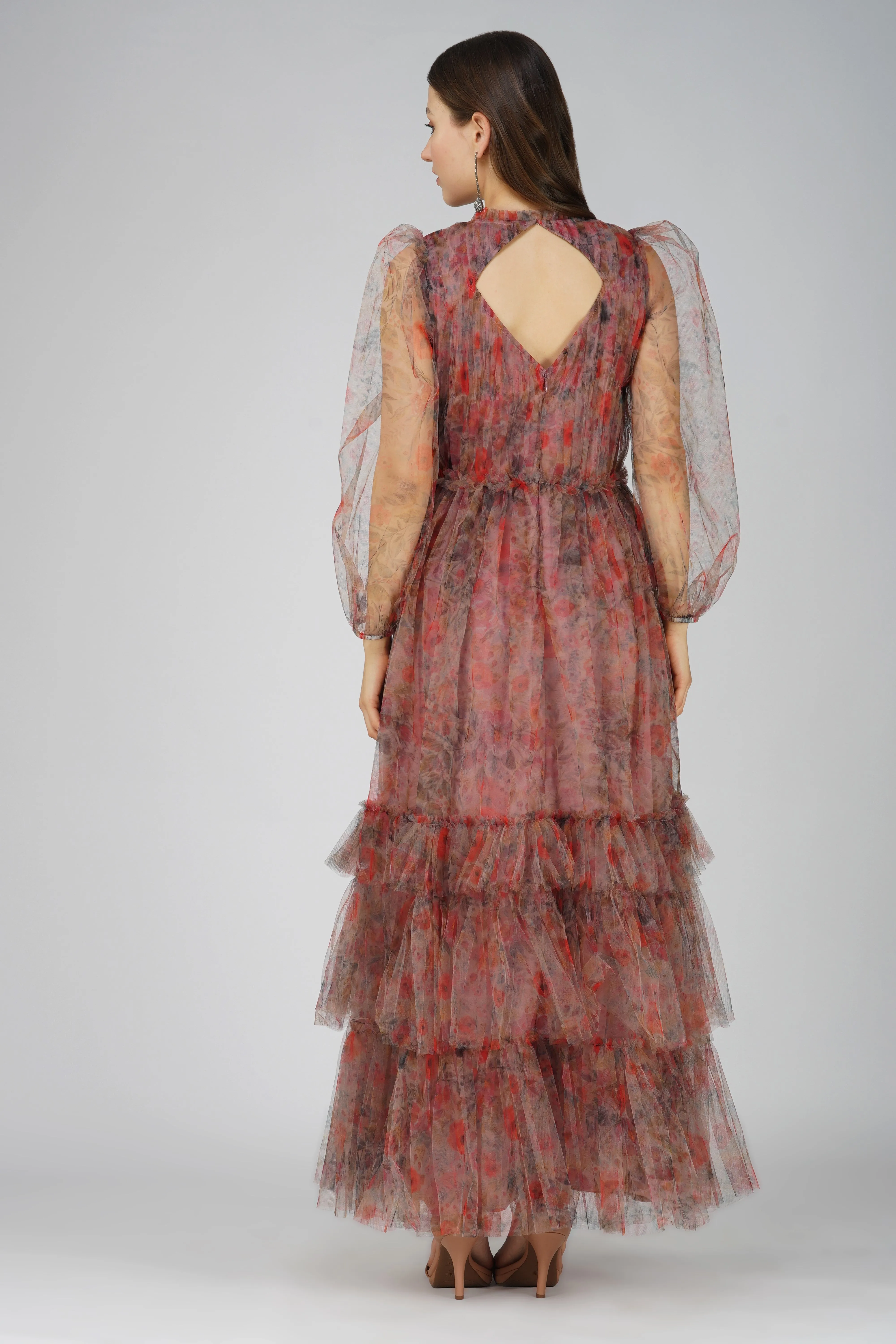 Carina Long Sleeve Floral Maxi Dress in Dusty Rose sold by Lace & Beads product image thumbnail 4