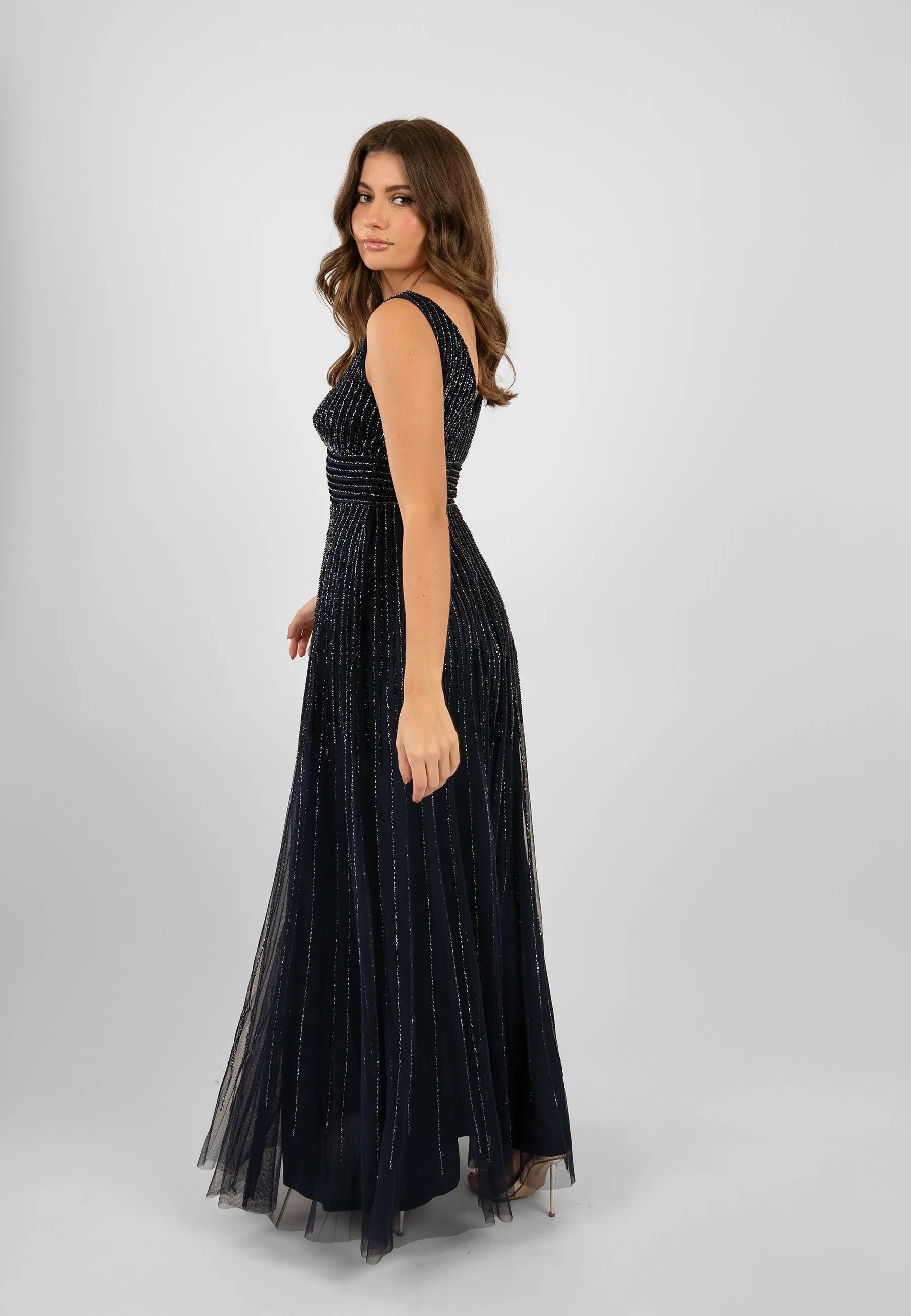 Lorelai Navy Blue Embellished Maxi Dress sold by Lace & Beads product image thumbnail 3