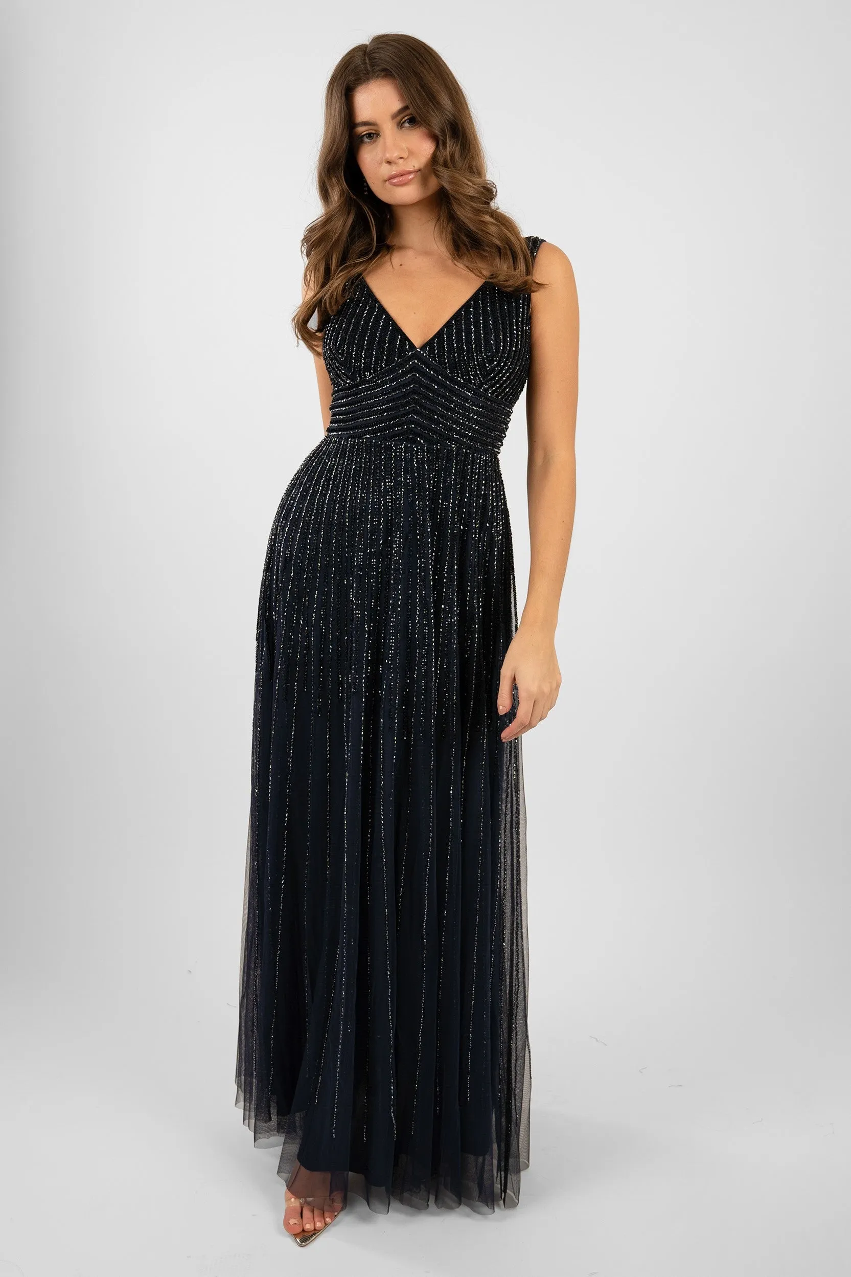 Lorelai Navy Blue Embellished Maxi Dress sold by Lace & Beads
