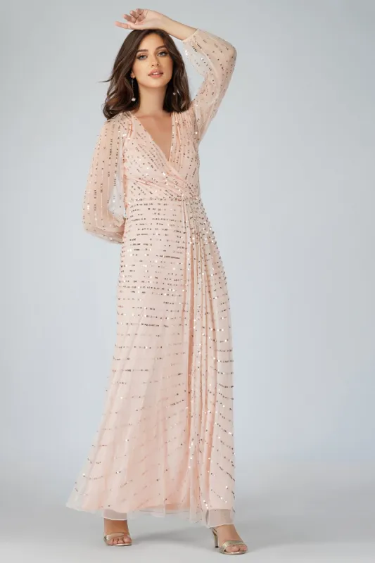 Miya Long Sleeve Blush Pink Bridesmaid Dress sold by Lace & Beads