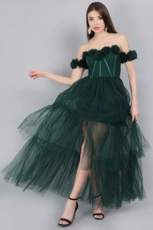 Nadine Lace Maxi Dress in Emerald Green sold by Lace & Beads