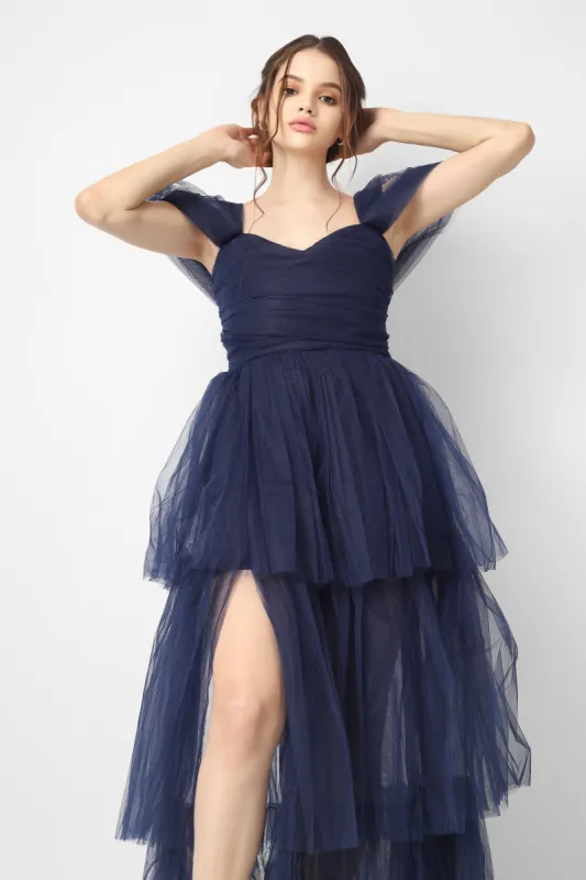 Sydney Galactic Cobalt Tulle Maxi Dress made by Lace & Beads