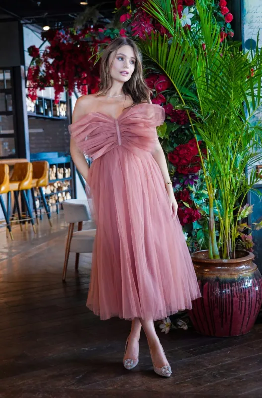 Butterfly Mauve Tulle Midi Dress sold by Lace & Beads