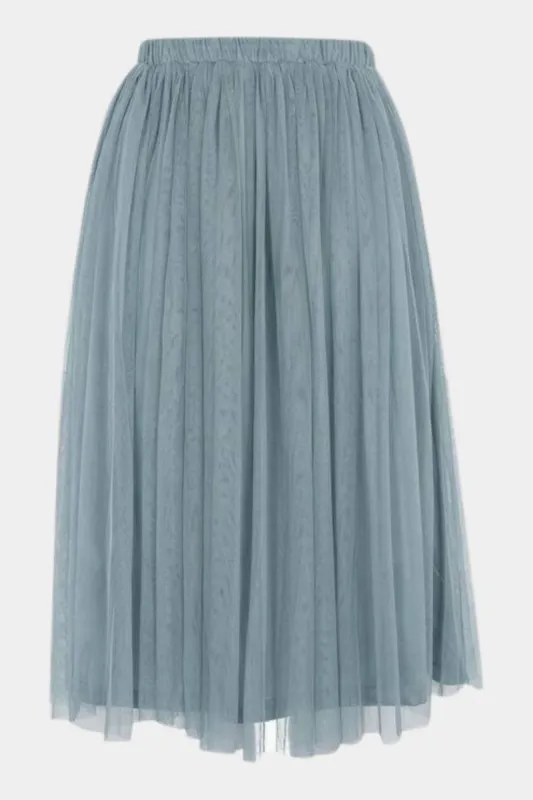 Merlin Teal Tulle Midi Skirt sold by Lace & Beads