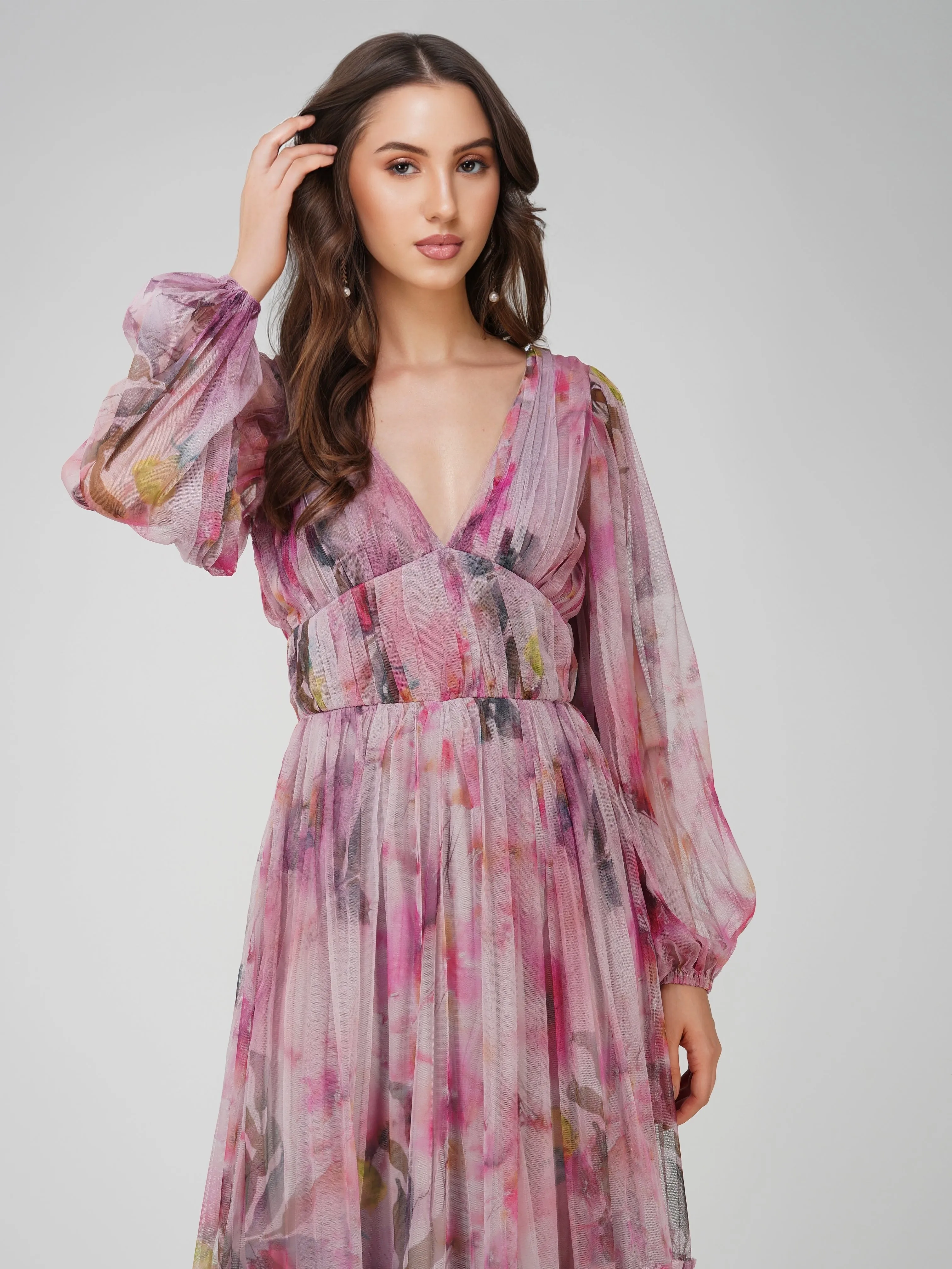 Rachel Purple Printed Midi Dress sold by Lace & Beads product image thumbnail 3