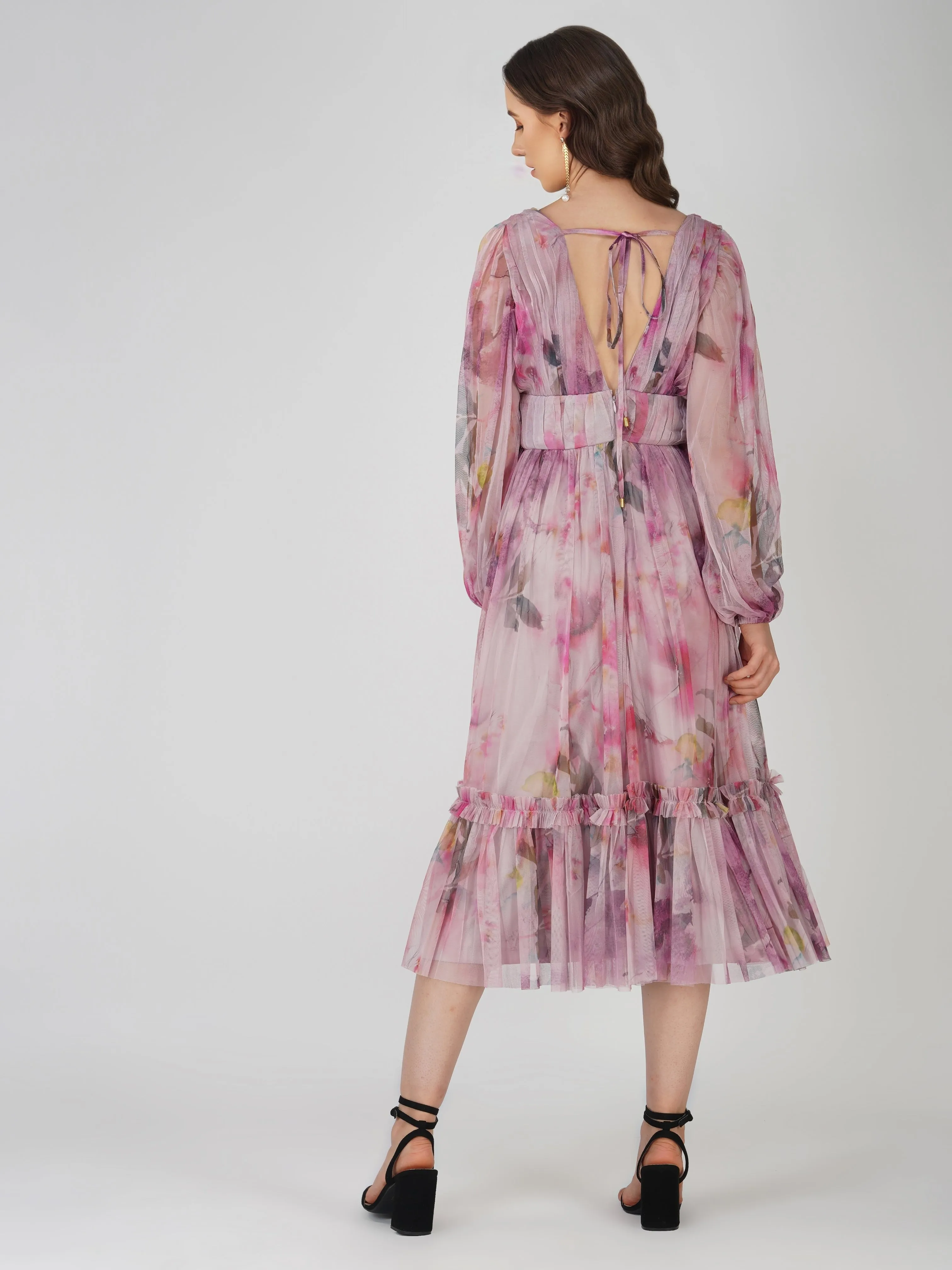 Rachel Purple Printed Midi Dress sold by Lace & Beads product image thumbnail 2
