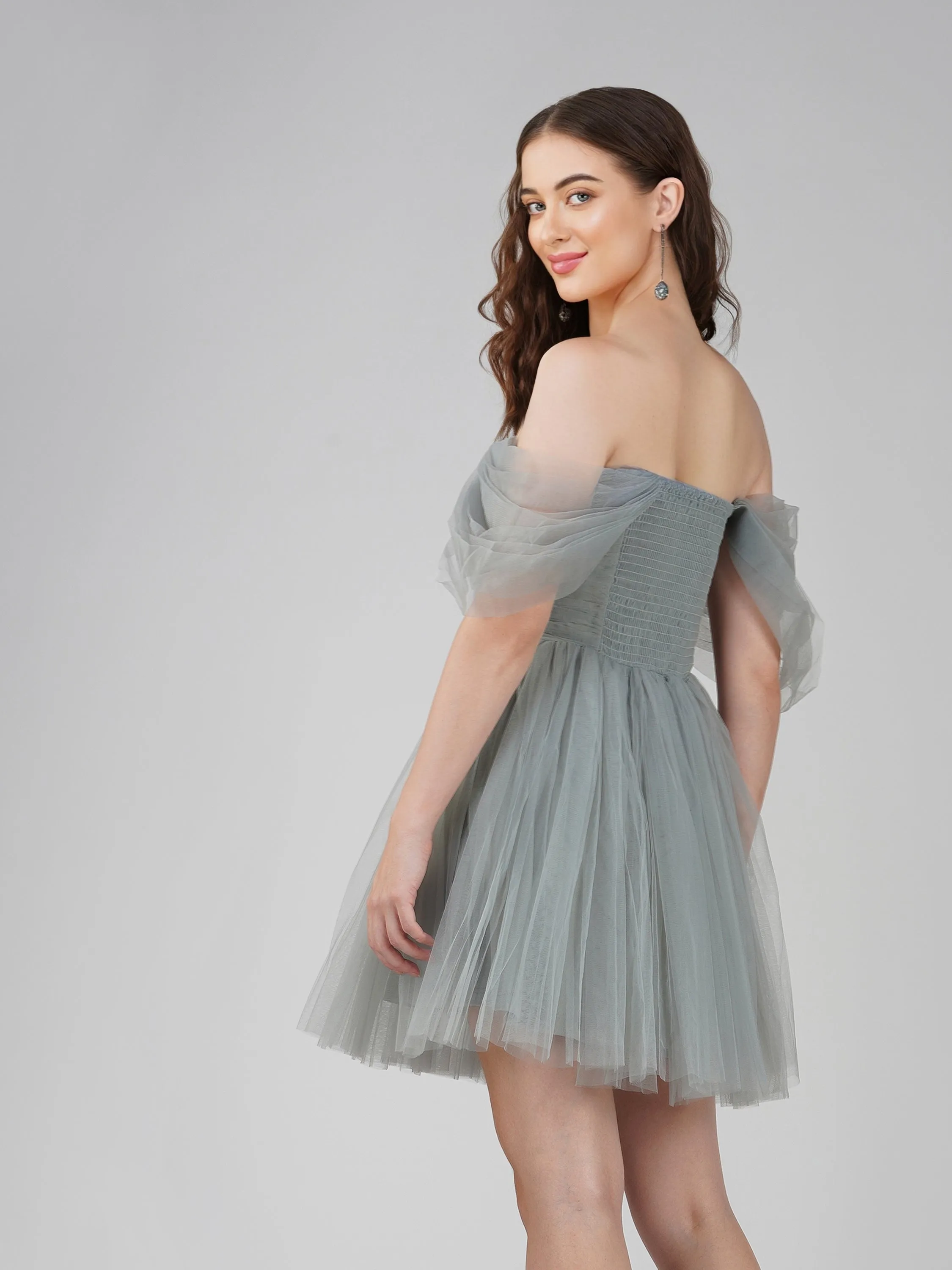 Sydney Dusty Blue Tulle Mini Dress sold by Lace & Beads product image thumbnail 2