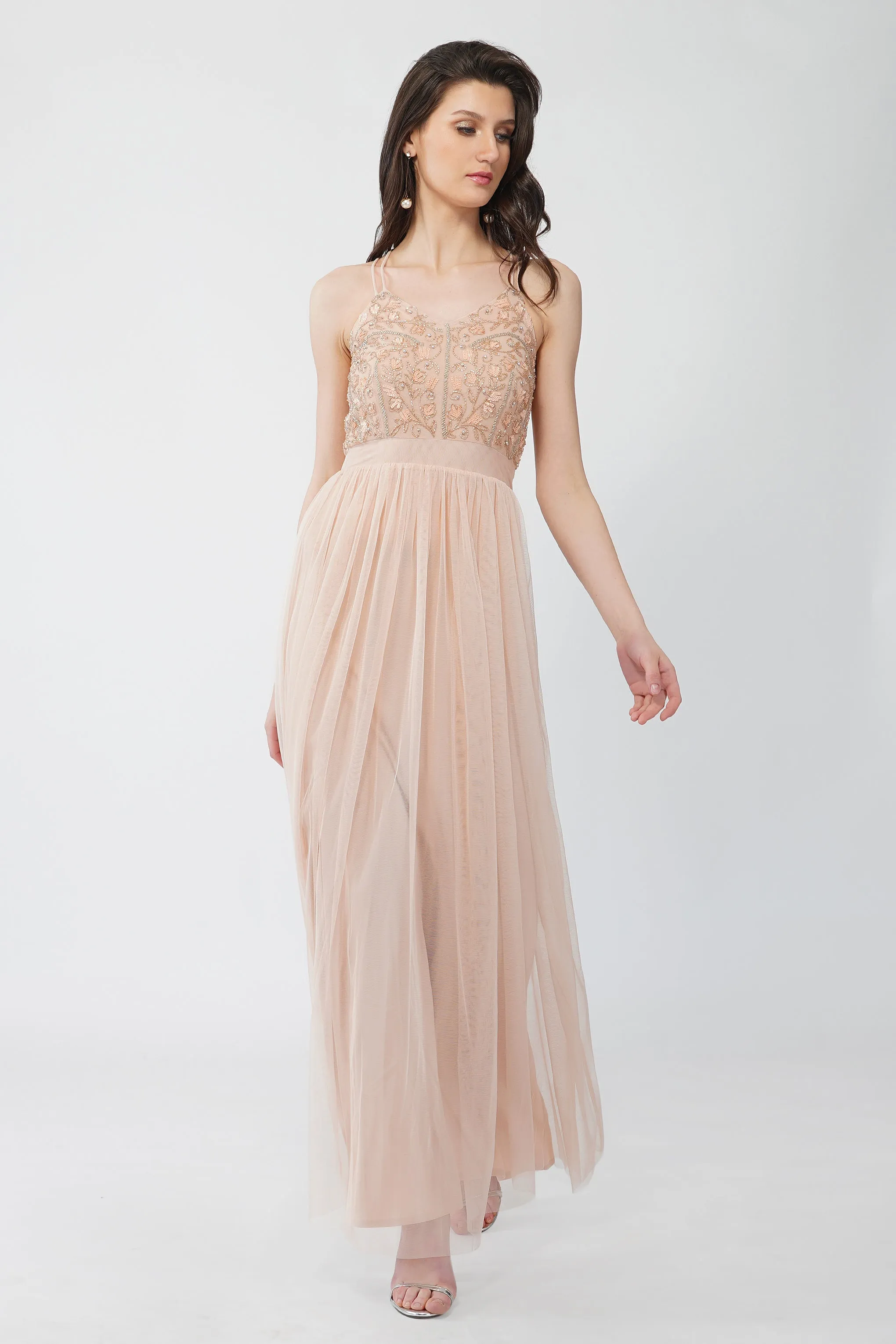 Ursa Blush Pink Embellished Maxi Dress sold by Lace & Beads product image thumbnail 4