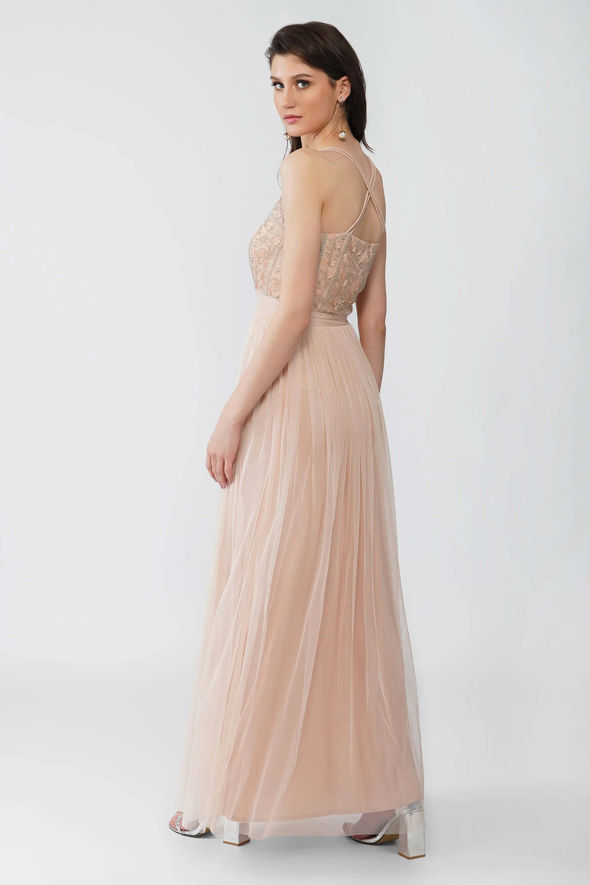 Ursa Blush Pink Embellished Maxi Dress sold by Lace & Beads product image thumbnail 2