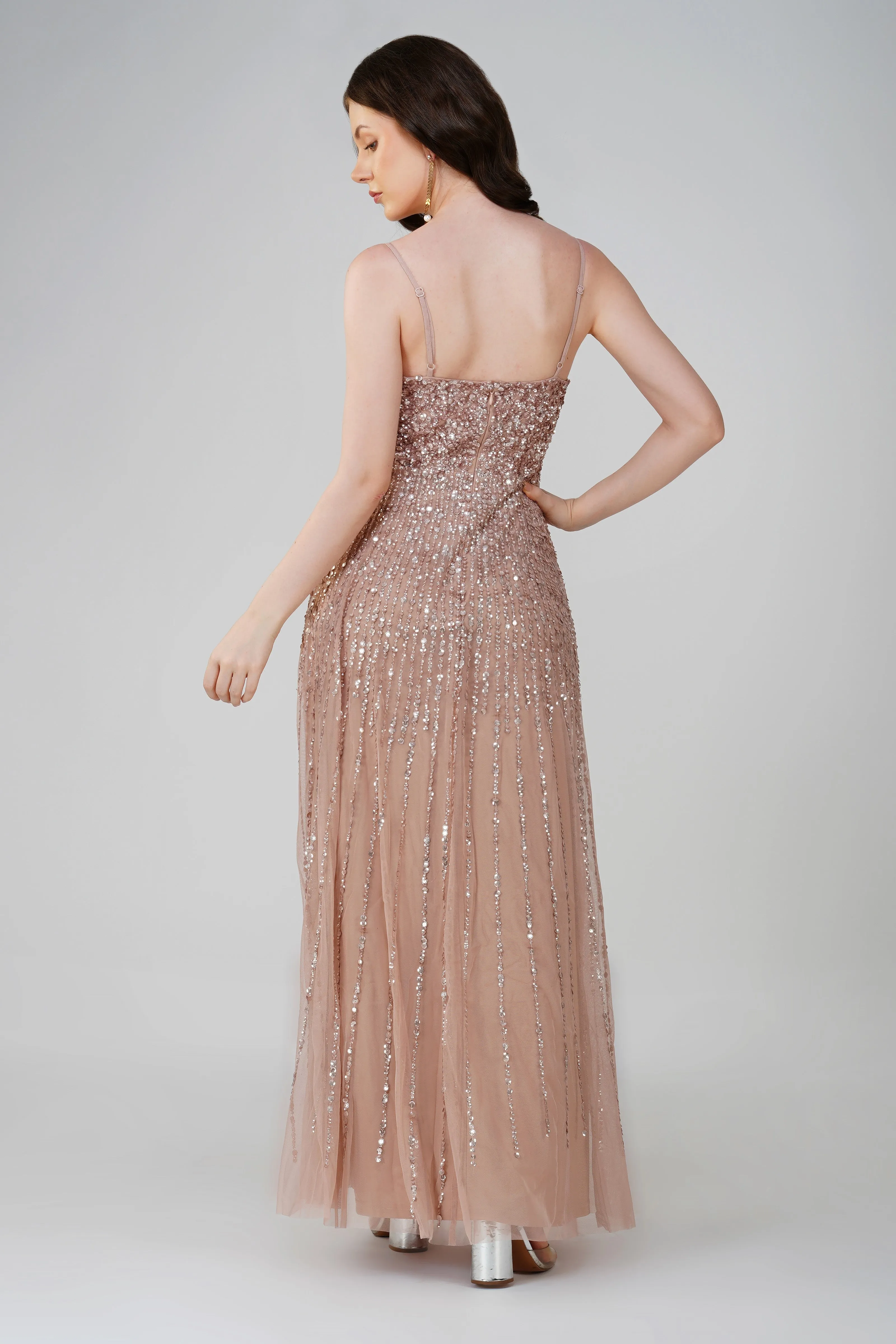 Legacy Embellished Maxi Dress in Mink sold by Lace & Beads product image thumbnail 3