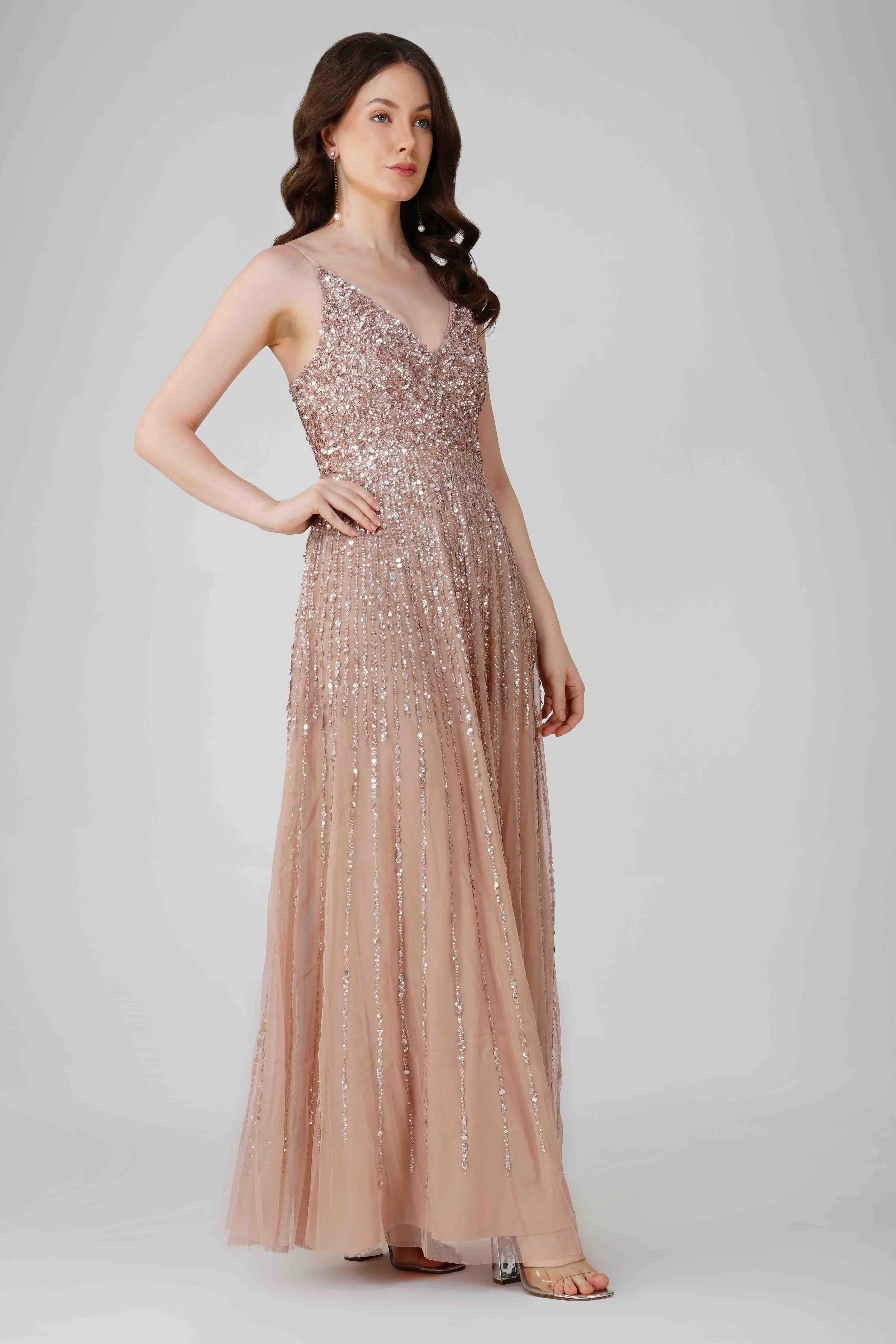 Legacy Embellished Maxi Dress in Mink sold by Lace & Beads product image thumbnail 2