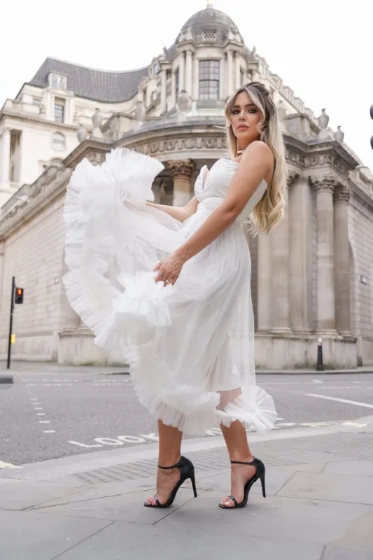 Orion Bridal Tulle Midi Dress in Ivory sold by Lace & Beads