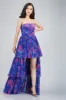 Shiloh High Low Tulle Dress in Blue Print sold by Lace & Beads