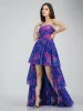 Shiloh High Low Tulle Dress in Blue Print sold by Lace & Beads