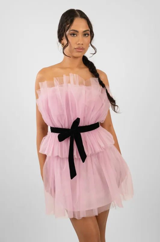 Nash Pink Tulle Mini Dress sold by Lace & Beads