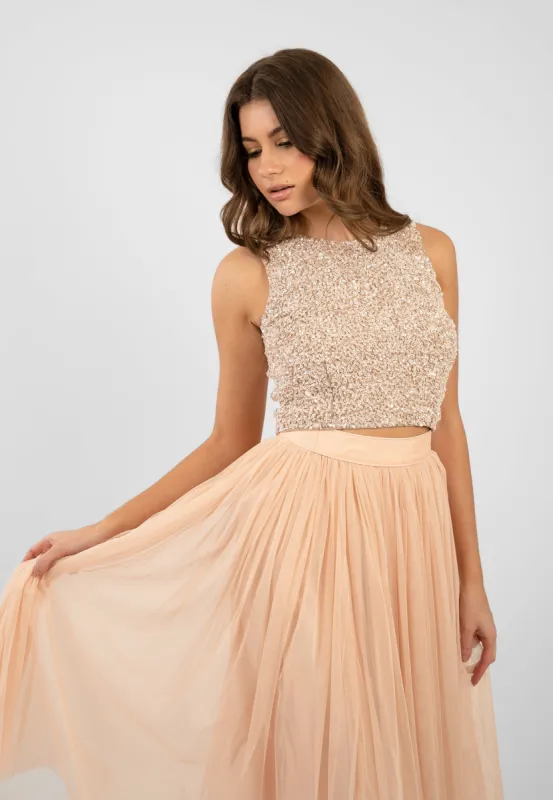 Picasso Nude Embellished Sequin Top sold by Lace & Beads