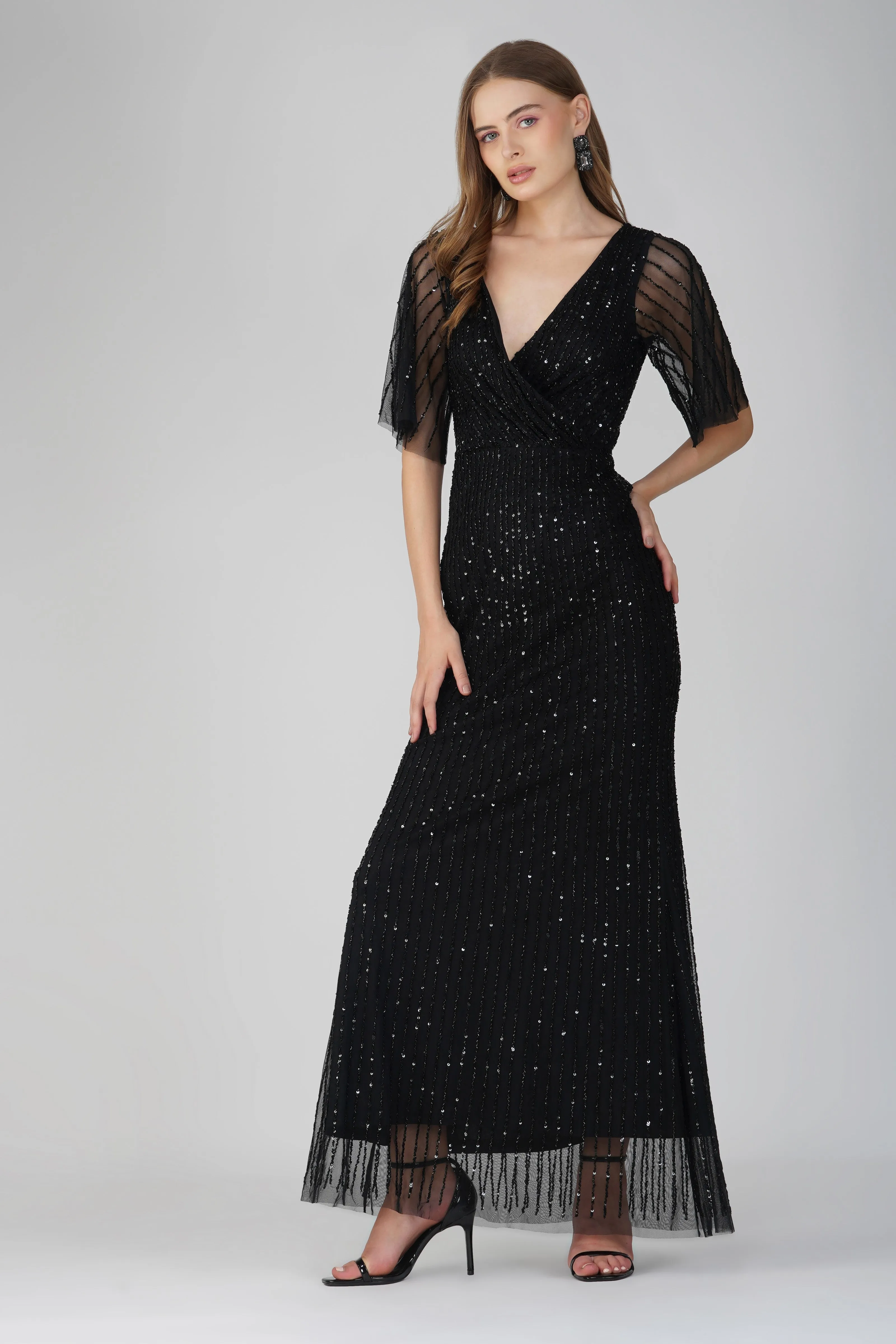Moschina Embellished Maxi Dress in Black sold by Lace & Beads product image thumbnail 5