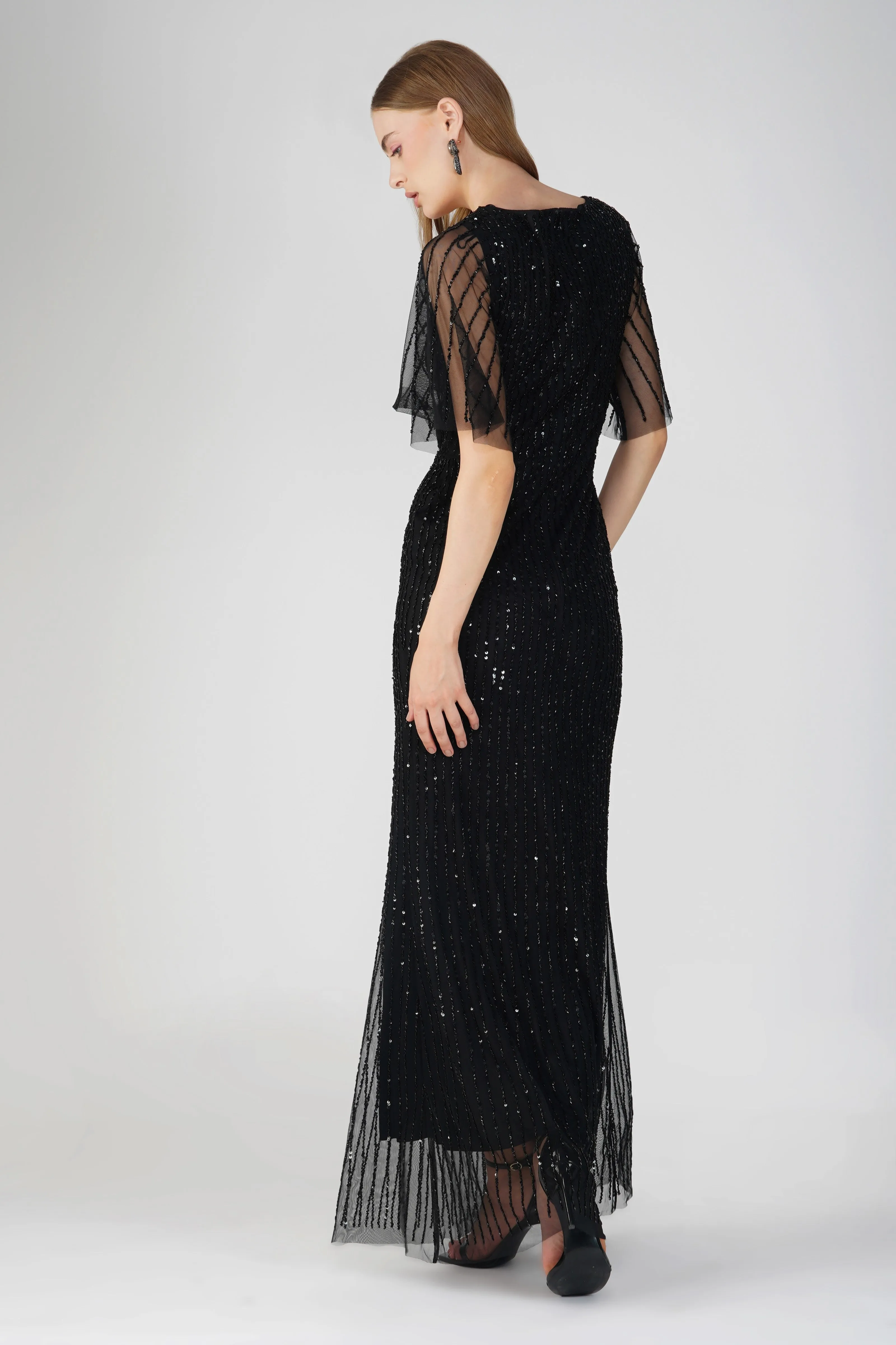 Moschina Embellished Maxi Dress in Black sold by Lace & Beads product image thumbnail 3