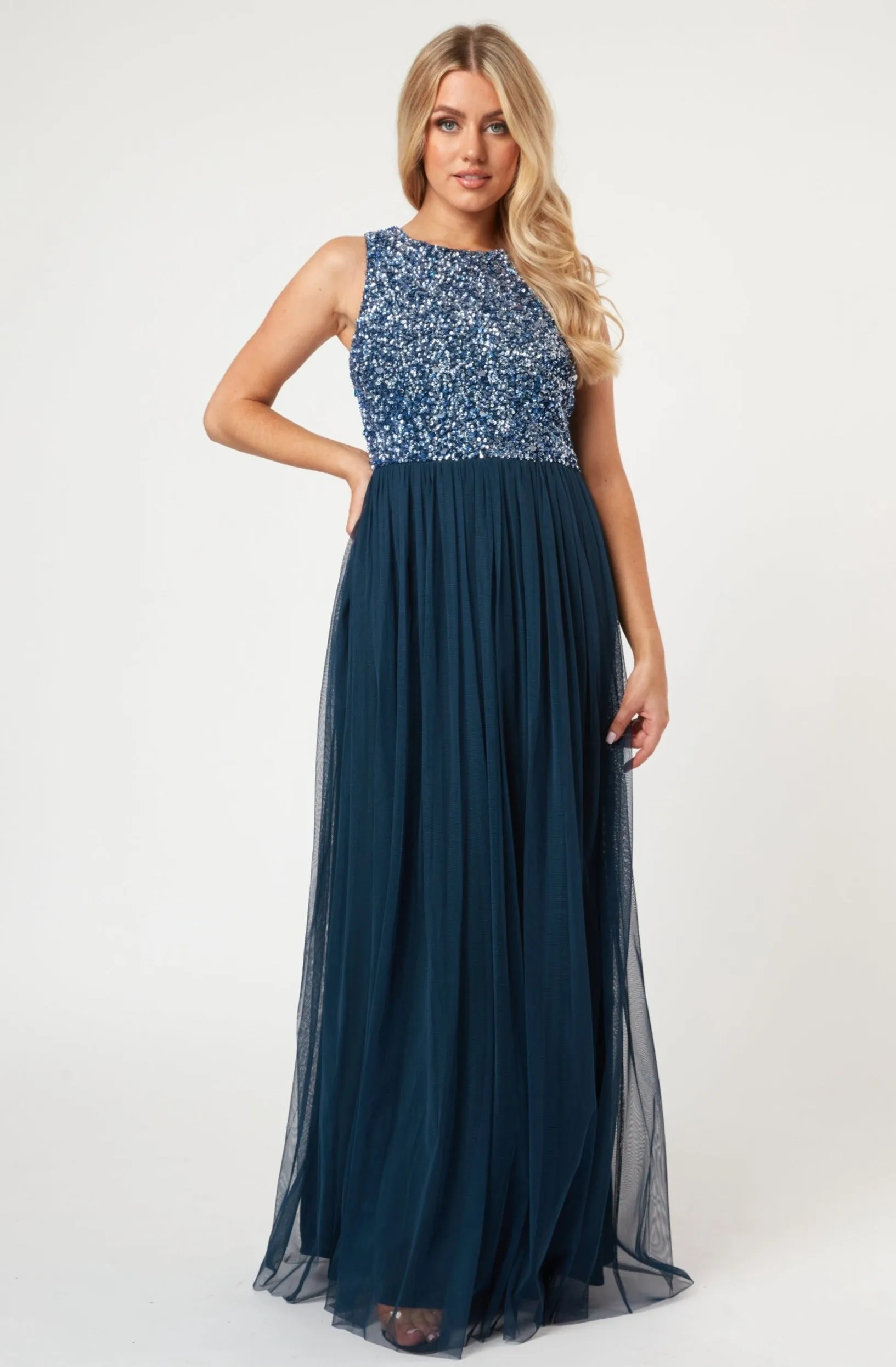 Picasso Navy Blue Bridesmaid Maxi Dress sold by Lace & Beads product image thumbnail 2