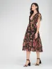 Madison Black Floral Tulle Midi Dress sold by Lace & Beads