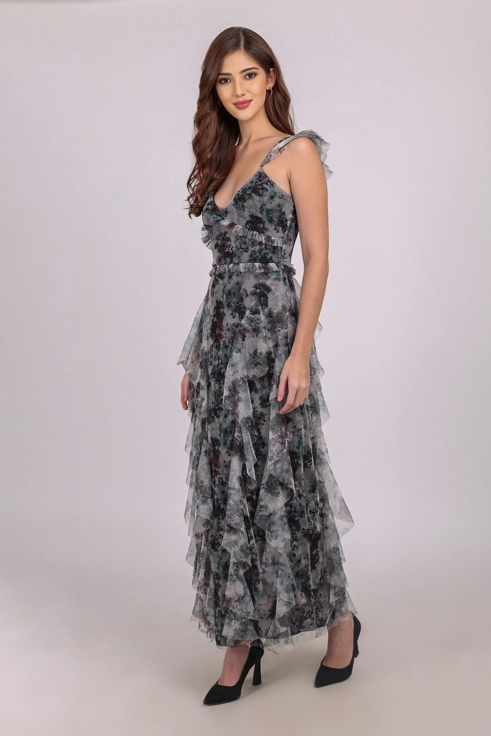 Malin Maxi Dress in Black Floral sold by Lace & Beads product image thumbnail 2
