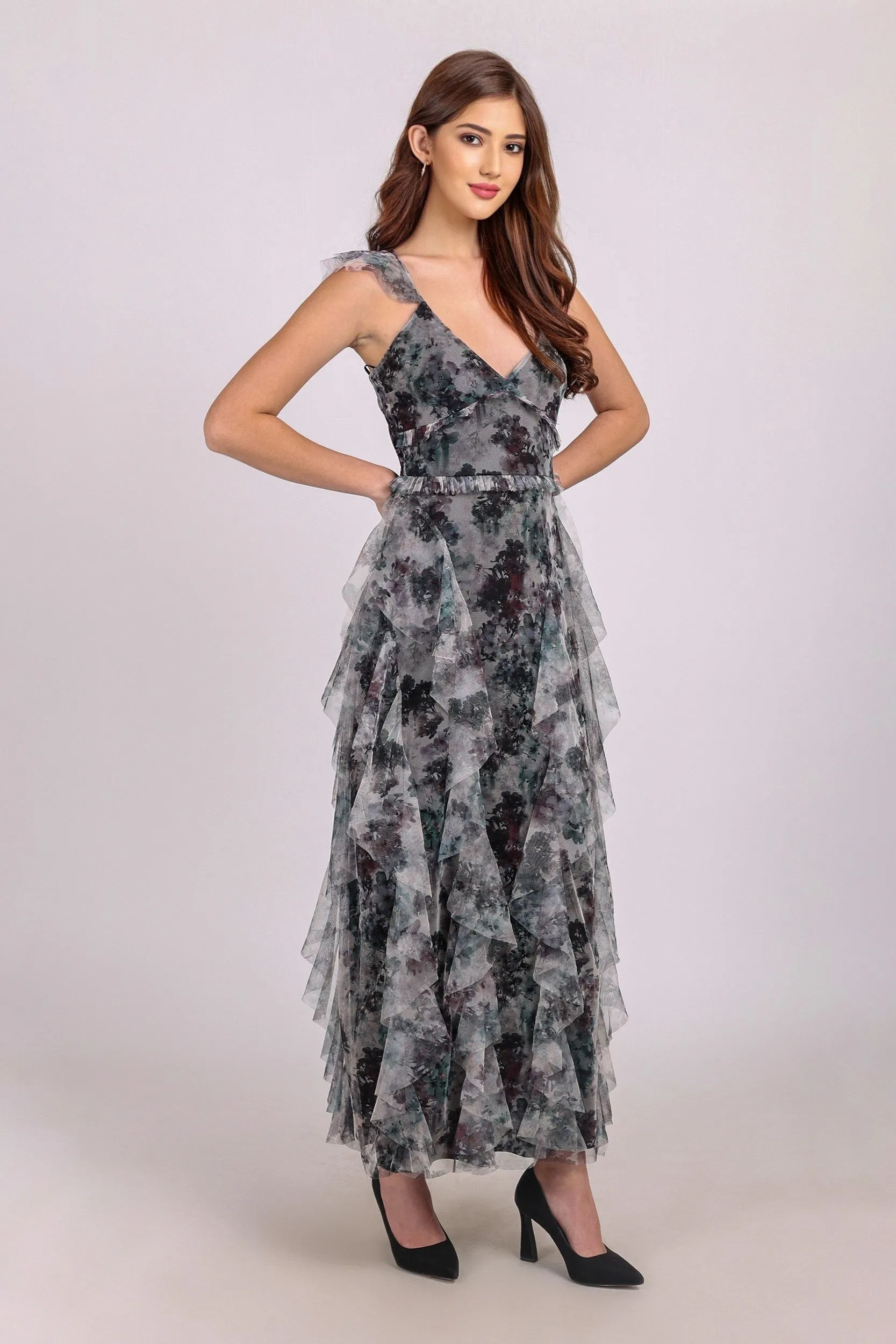 Malin Maxi Dress in Black Floral sold by Lace & Beads product image thumbnail 3