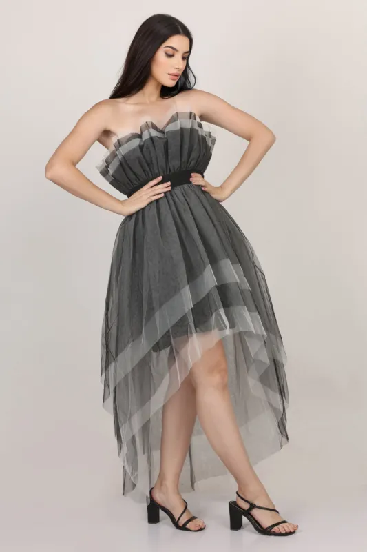 Wednesday High Low Tulle Dress in Black sold by Lace & Beads