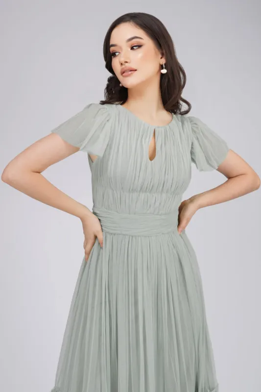 Diva Tulle Maxi Dress in Dark Sage sold by Lace & Beads