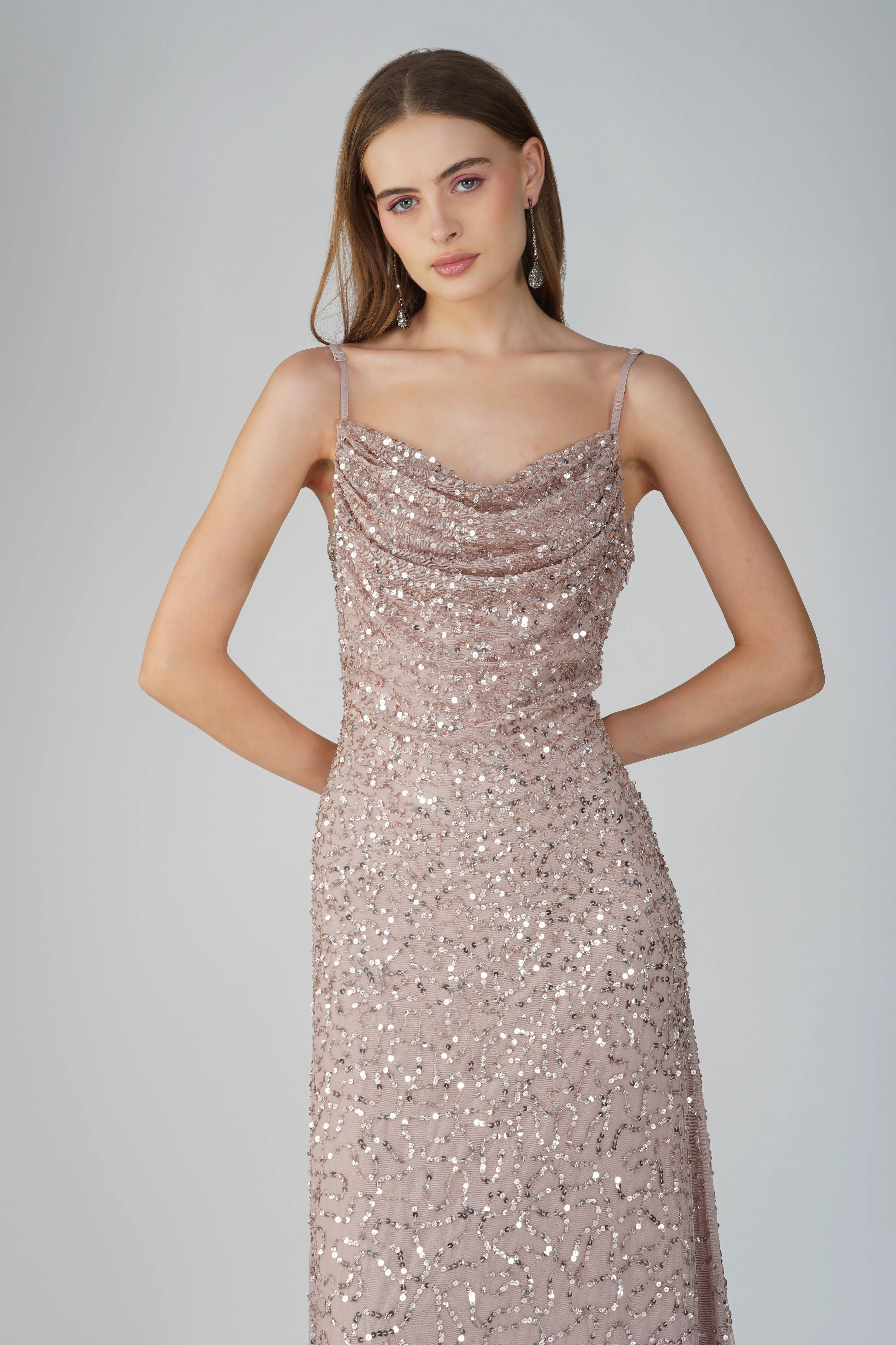 Mai Embellished Maxi Dress in Blush Pink sold by Lace & Beads product image thumbnail 2