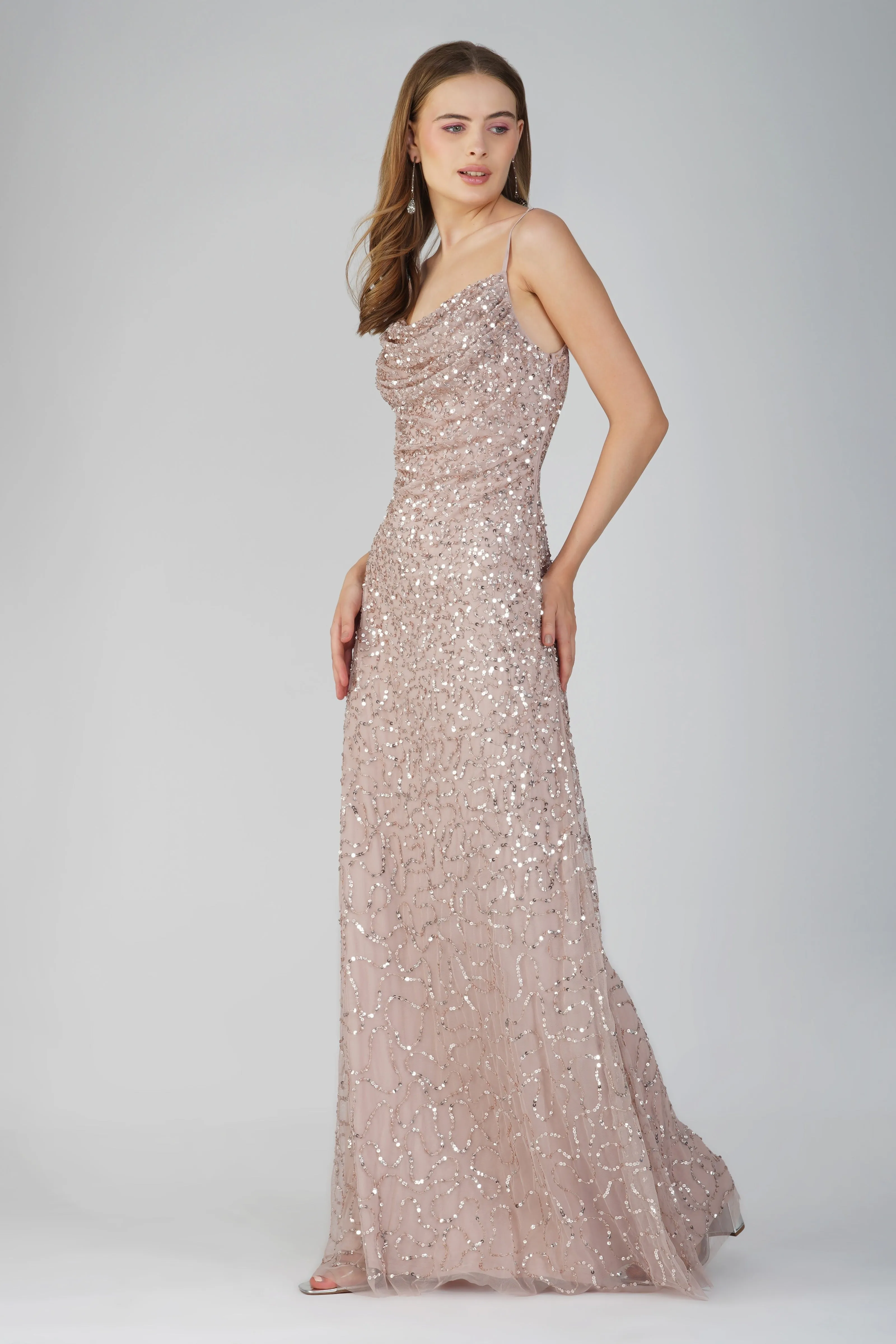 Mai Embellished Maxi Dress in Blush Pink sold by Lace & Beads product image thumbnail 4