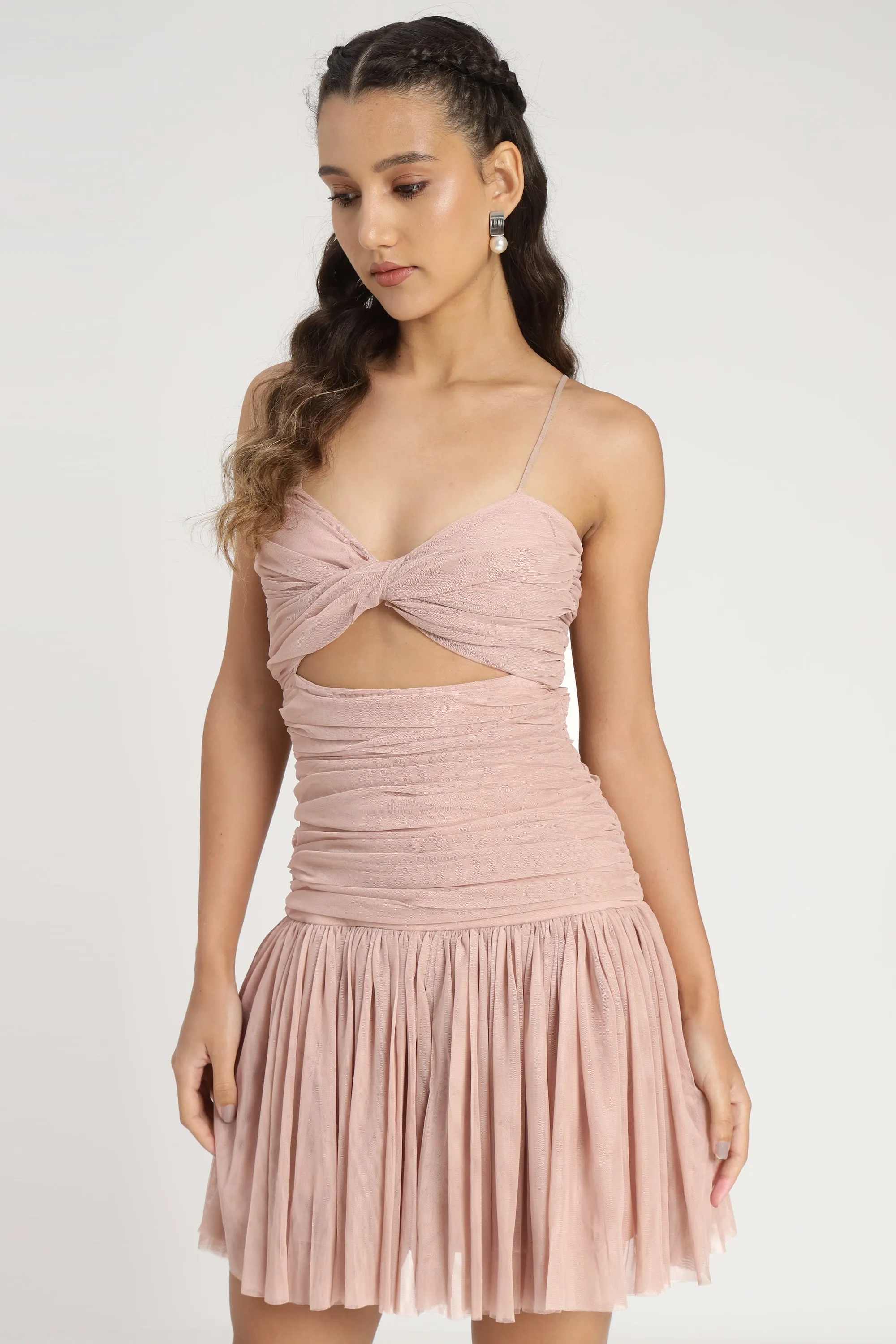 Theodora Mini Dress in Blush sold by Lace & Beads product image thumbnail 5