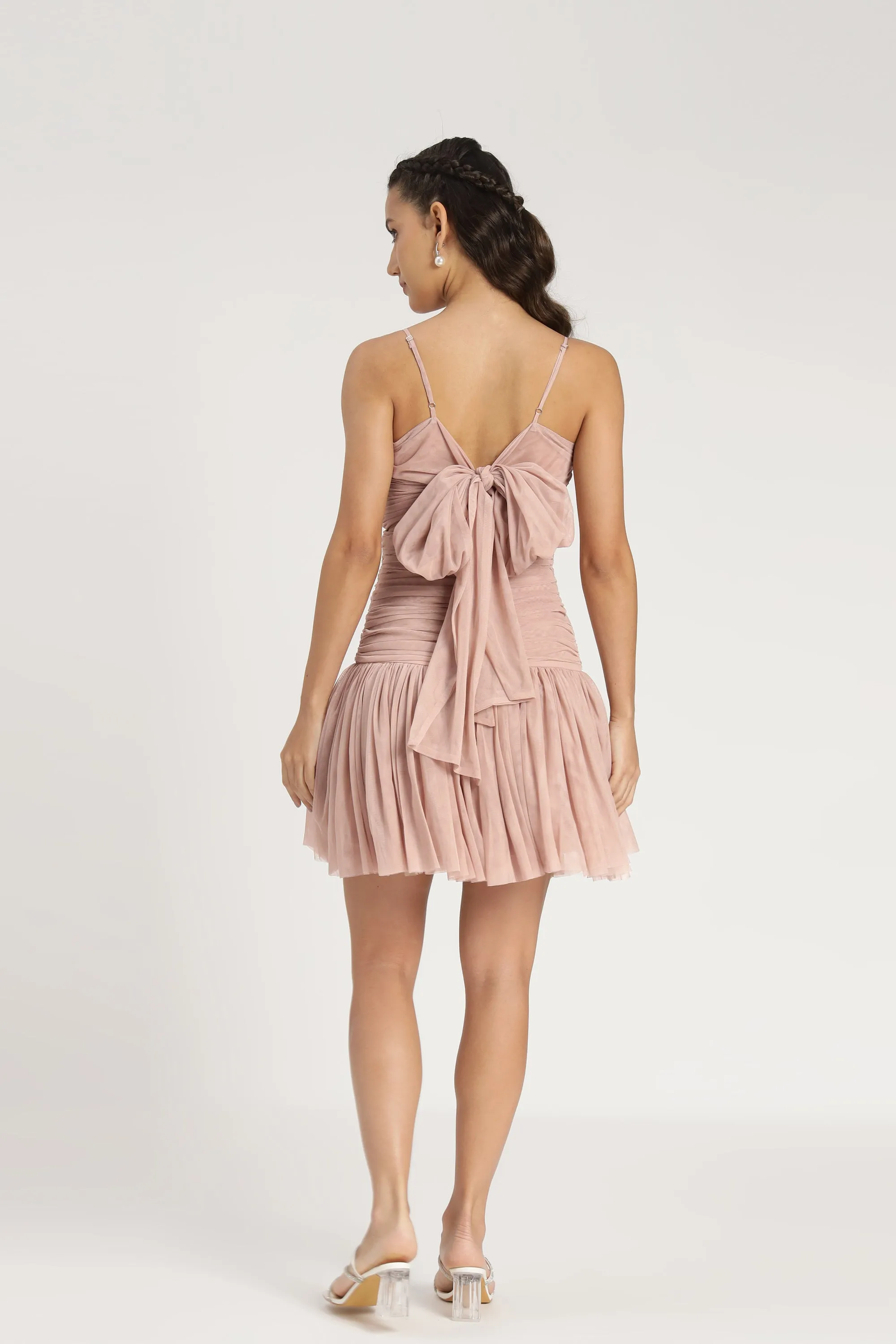 Theodora Mini Dress in Blush sold by Lace & Beads product image thumbnail 2