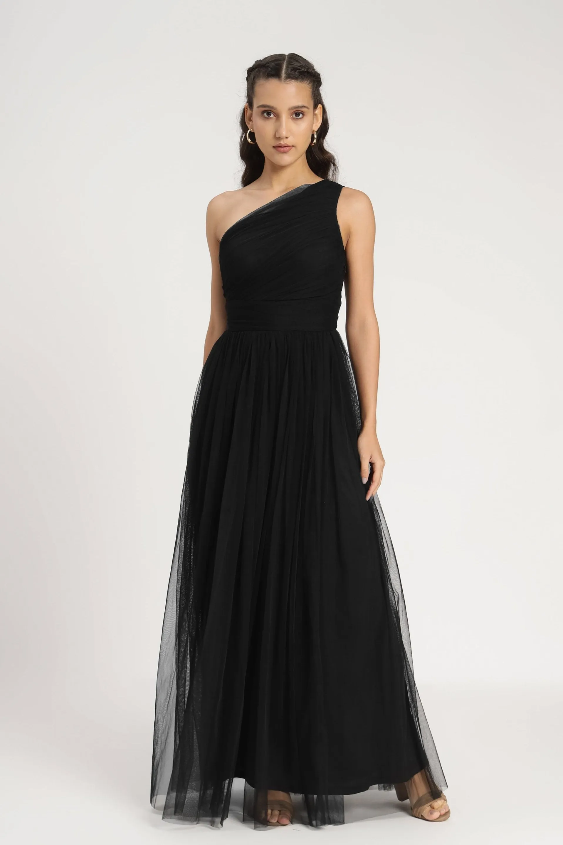 One Shoulder Maxi Dress in Black sold by Lace & Beads