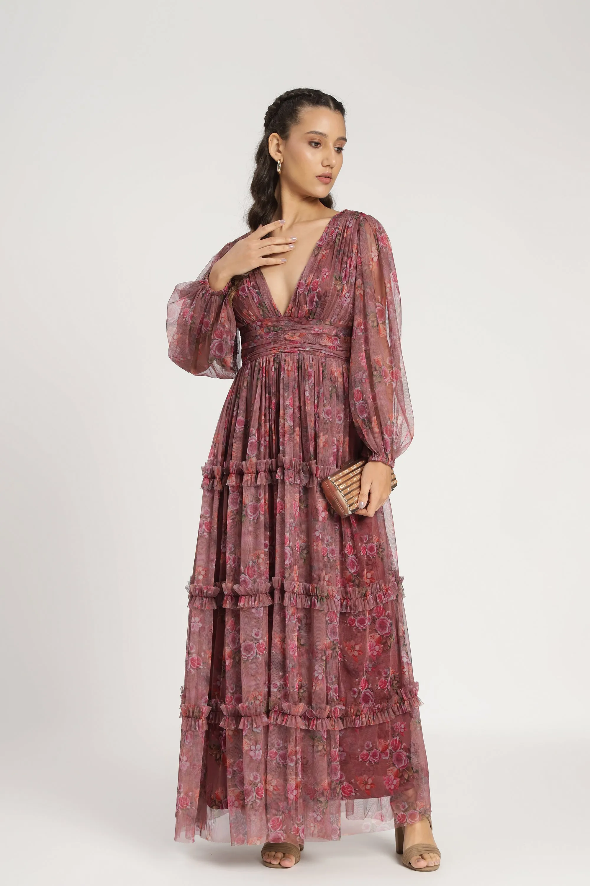 Lydia Maxi Dress in Purple Floral sold by Lace & Beads product image thumbnail 3
