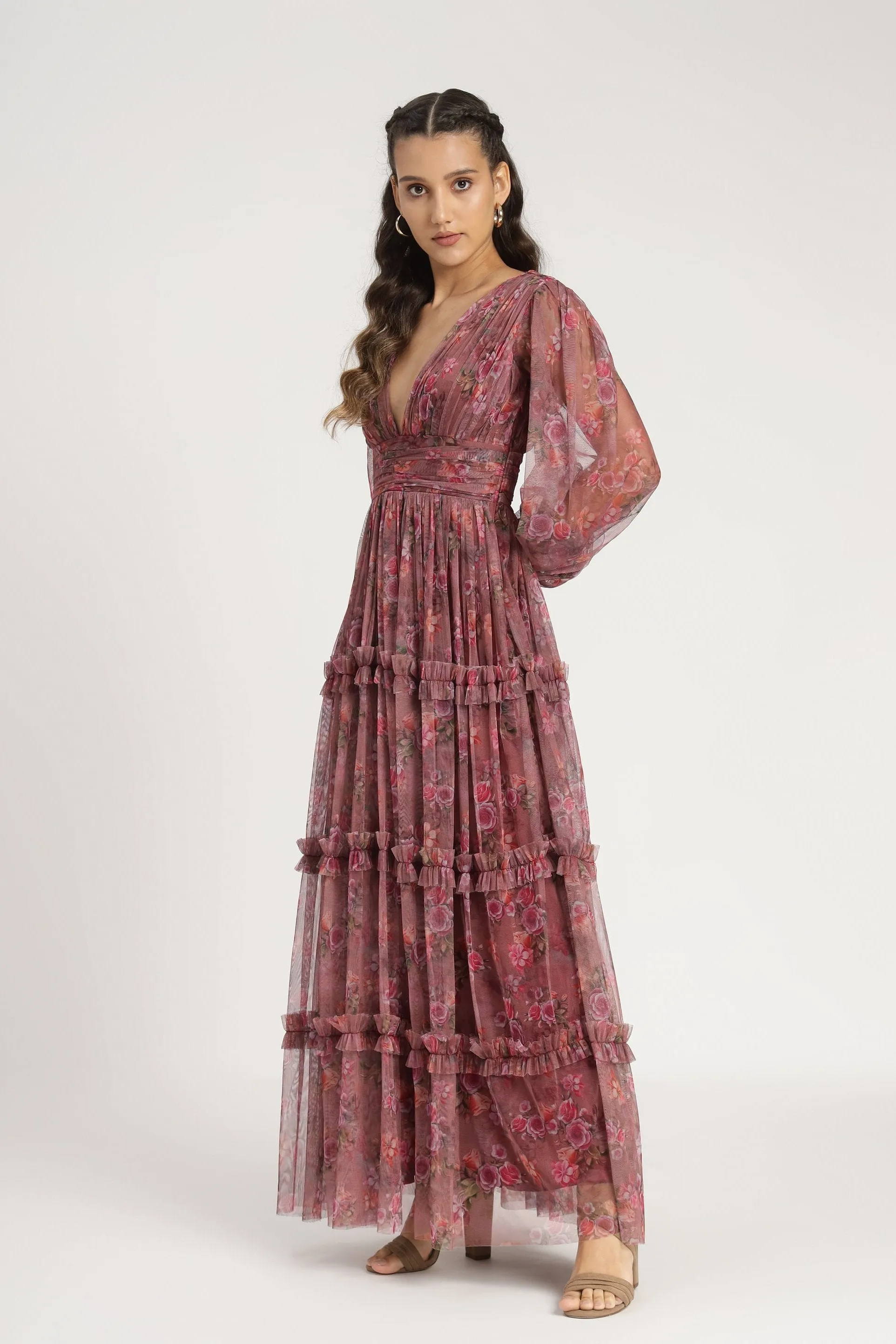 Lydia Maxi Dress in Purple Floral sold by Lace & Beads product image thumbnail 2