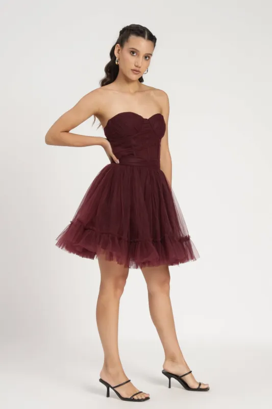 Lauren Plum Tulle Mini Dress sold by Lace & Beads