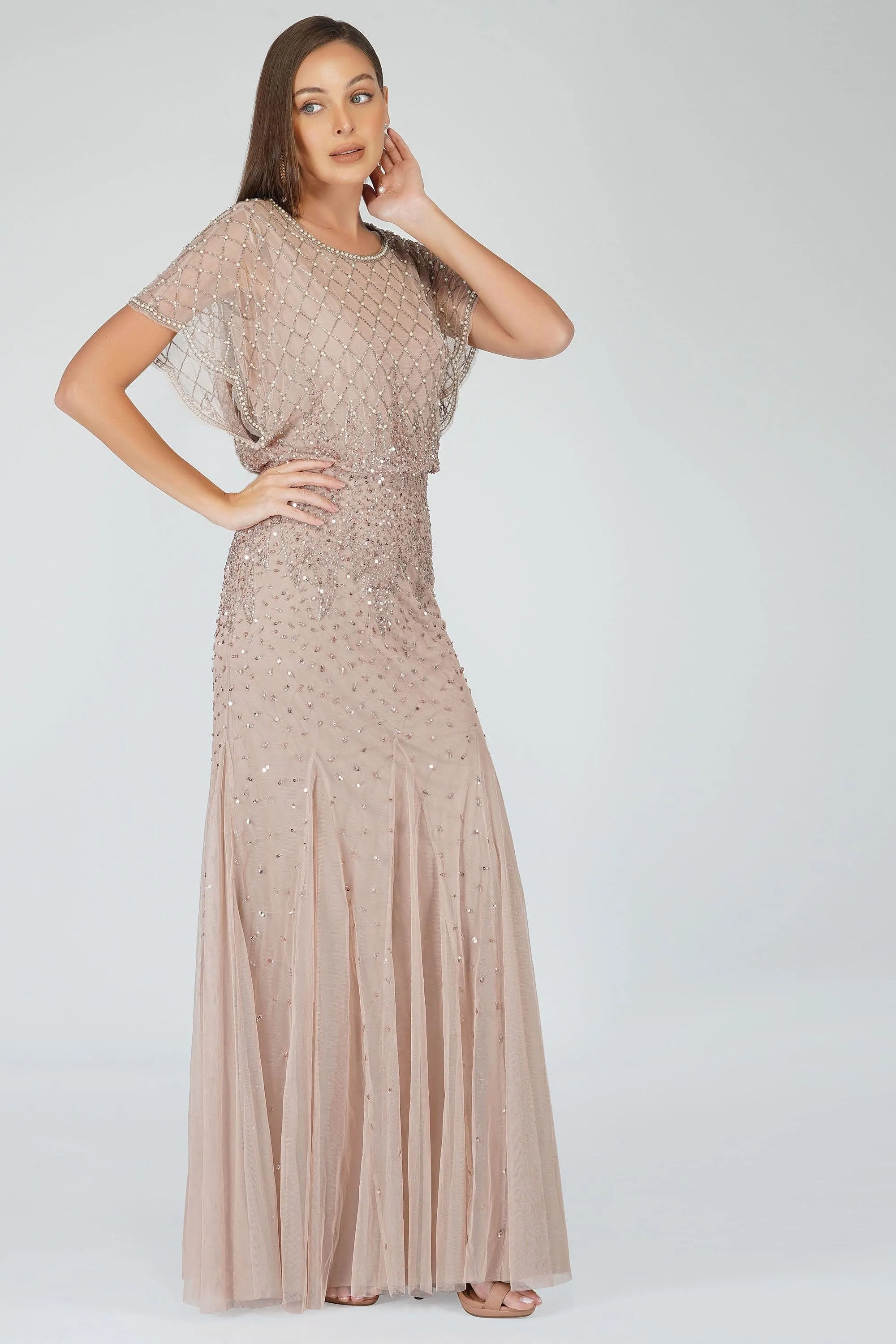 Nayo Maxi Embellished Dress in Mauve sold by Lace & Beads product image thumbnail 4