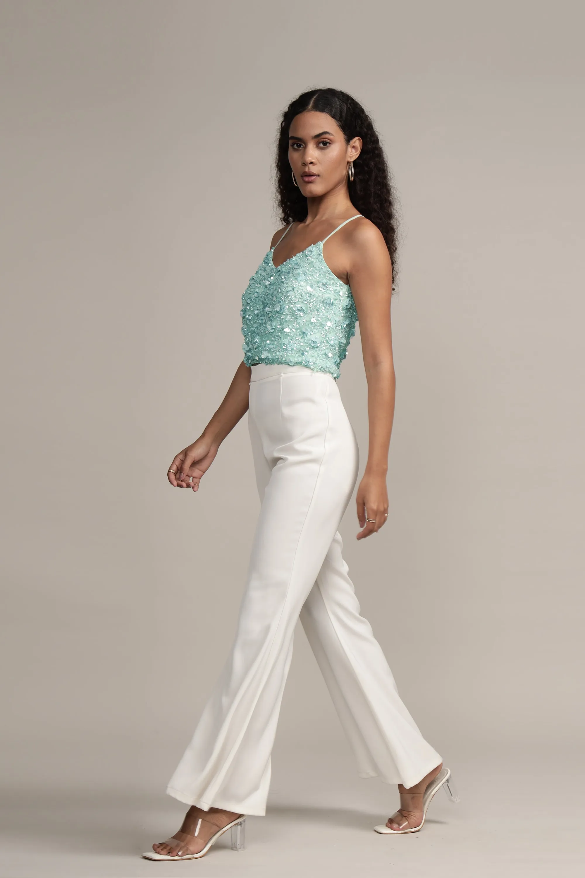 Sandy Sequin Cami Top in Aqua sold by Lace & Beads product image thumbnail 3