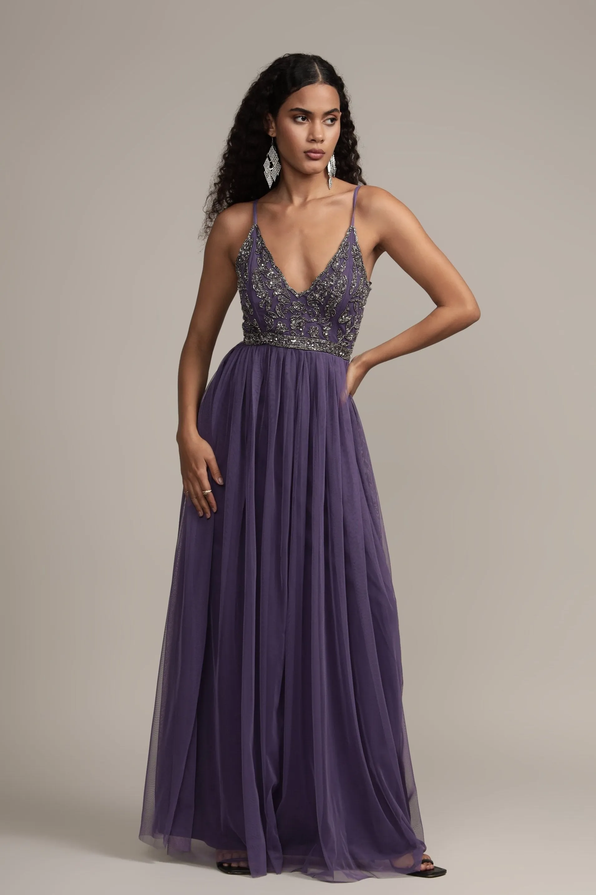 Lexi Embellished Maxi in Mulled Grape sold by Lace & Beads product image thumbnail 3